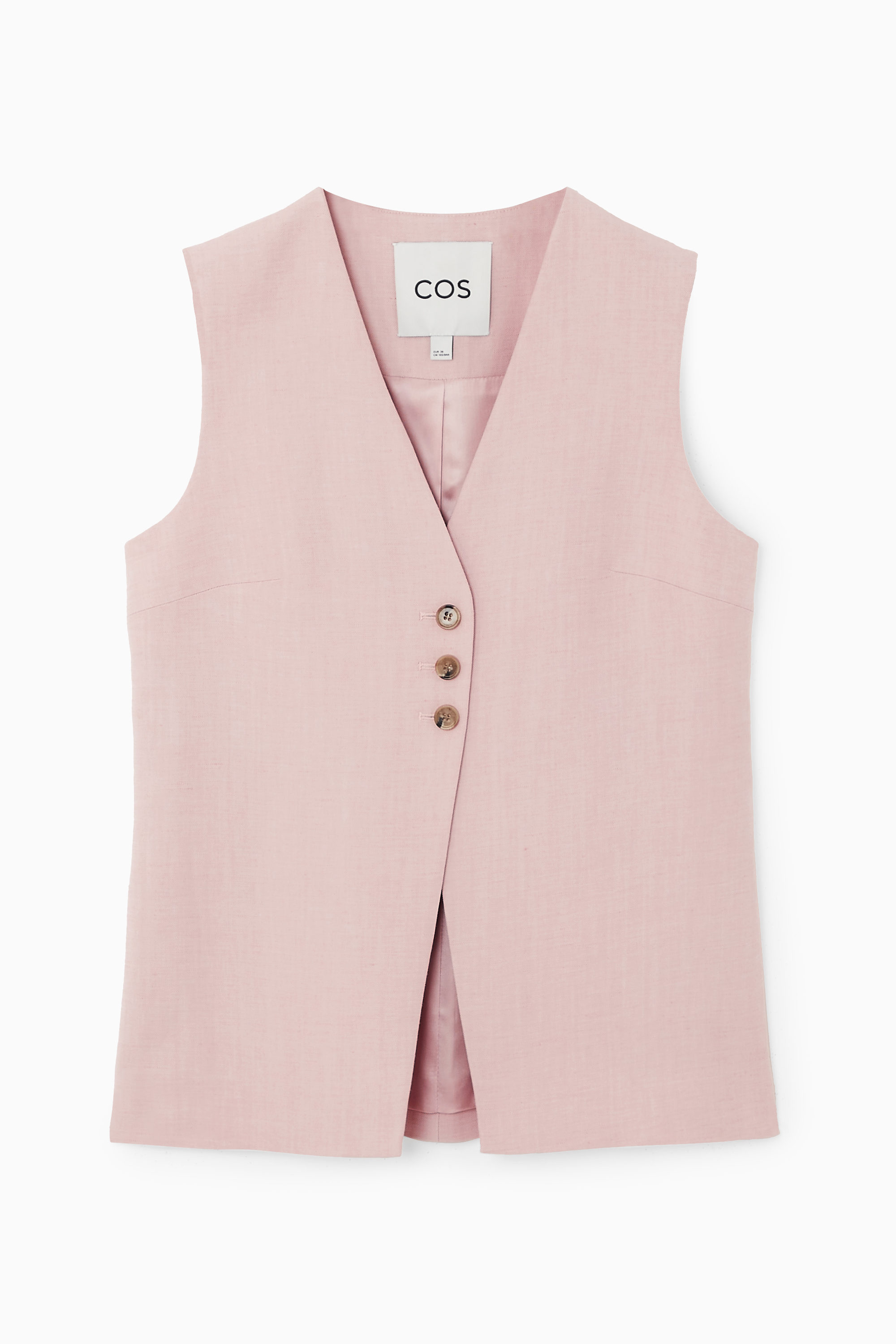 LONGLINE LINEN-BLEND VEST - DUSTY PINK | COS