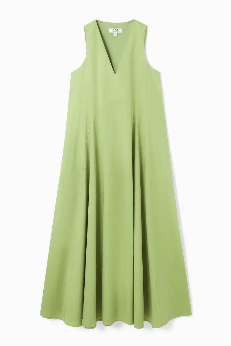 Voluminous V-Neck Maxi Dress