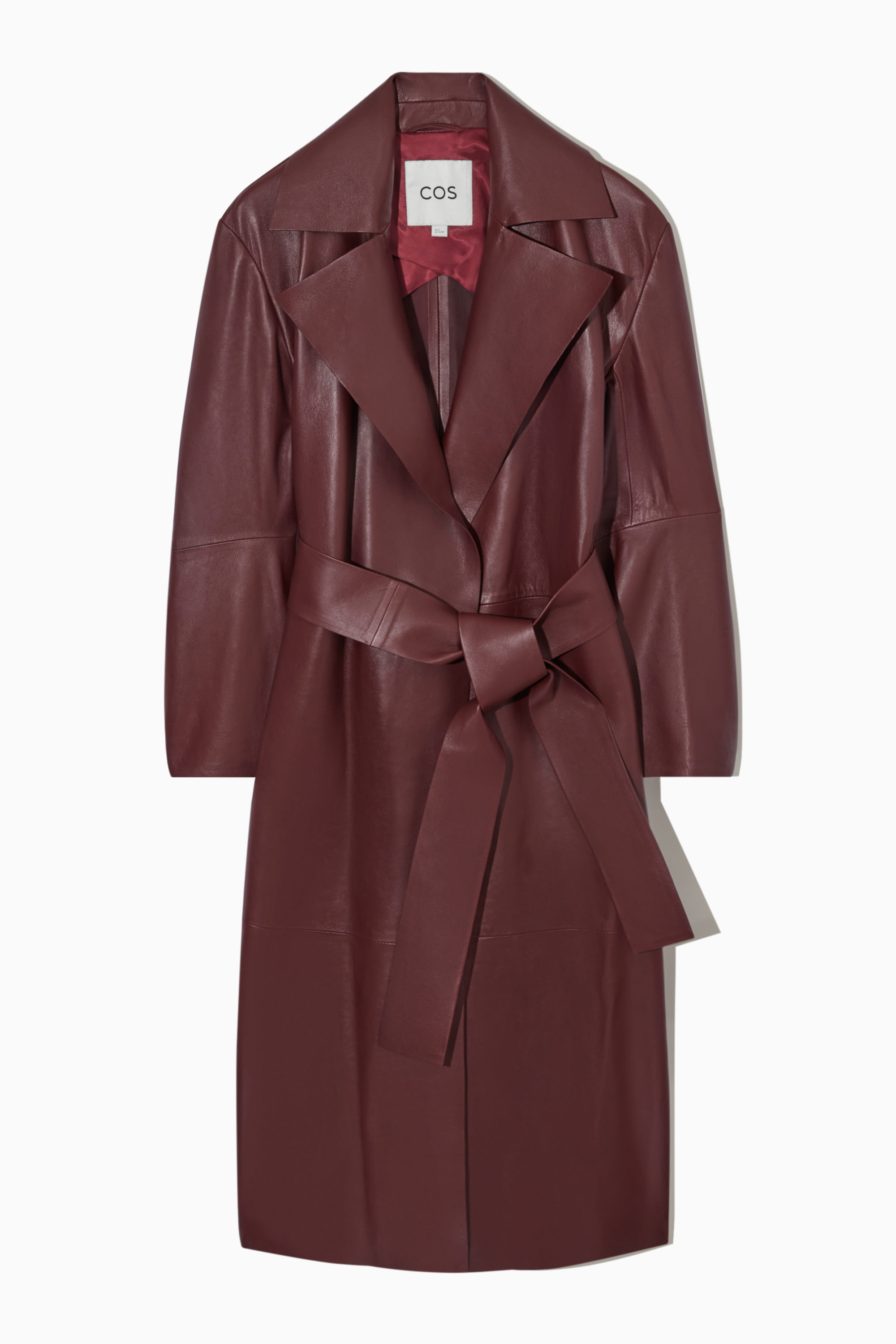 OVERSIZED LEATHER TRENCH COAT - BURGUNDY | COS