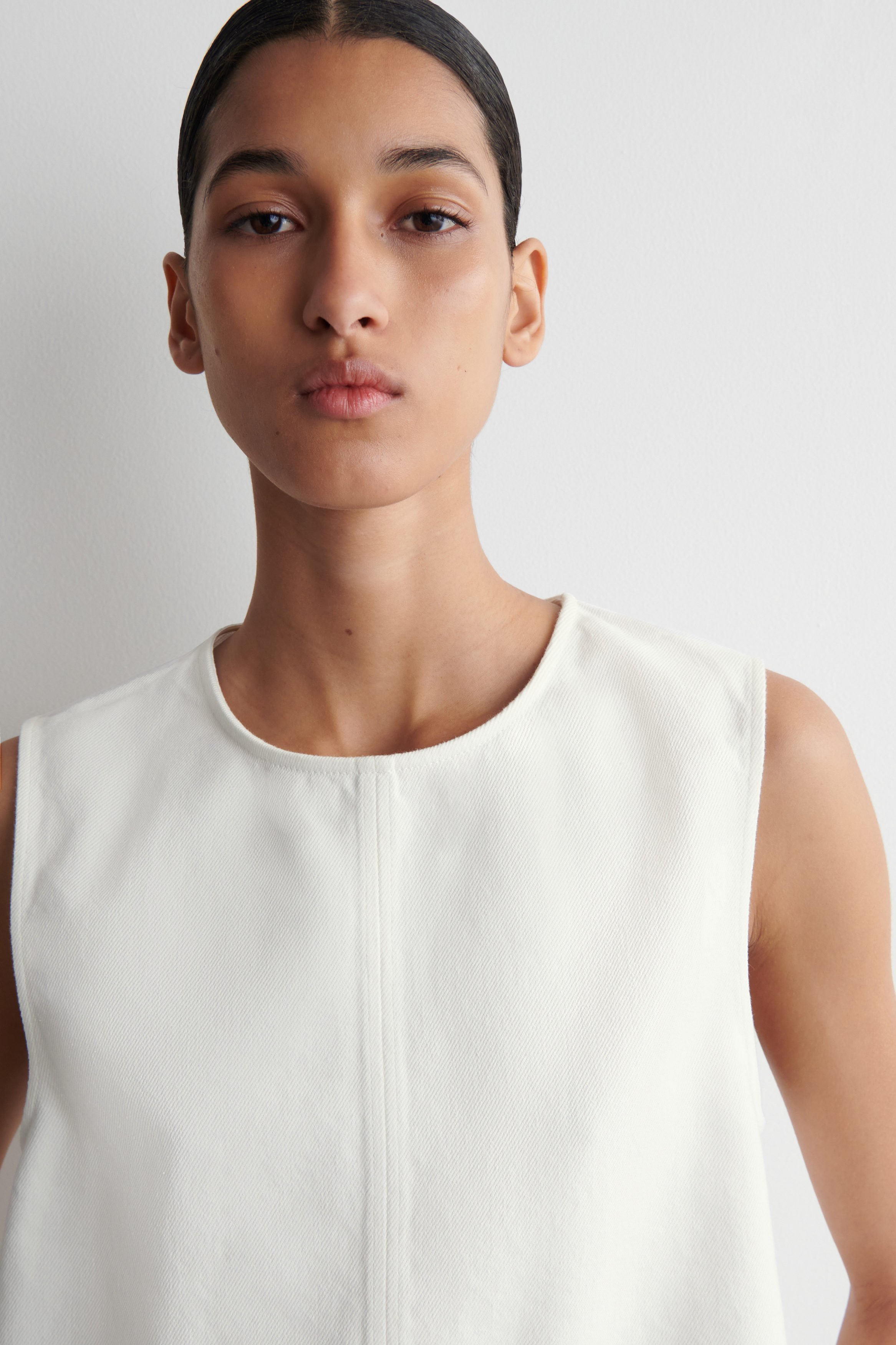 SLEEVELESS DENIM TOP - OFF-WHITE | COS
