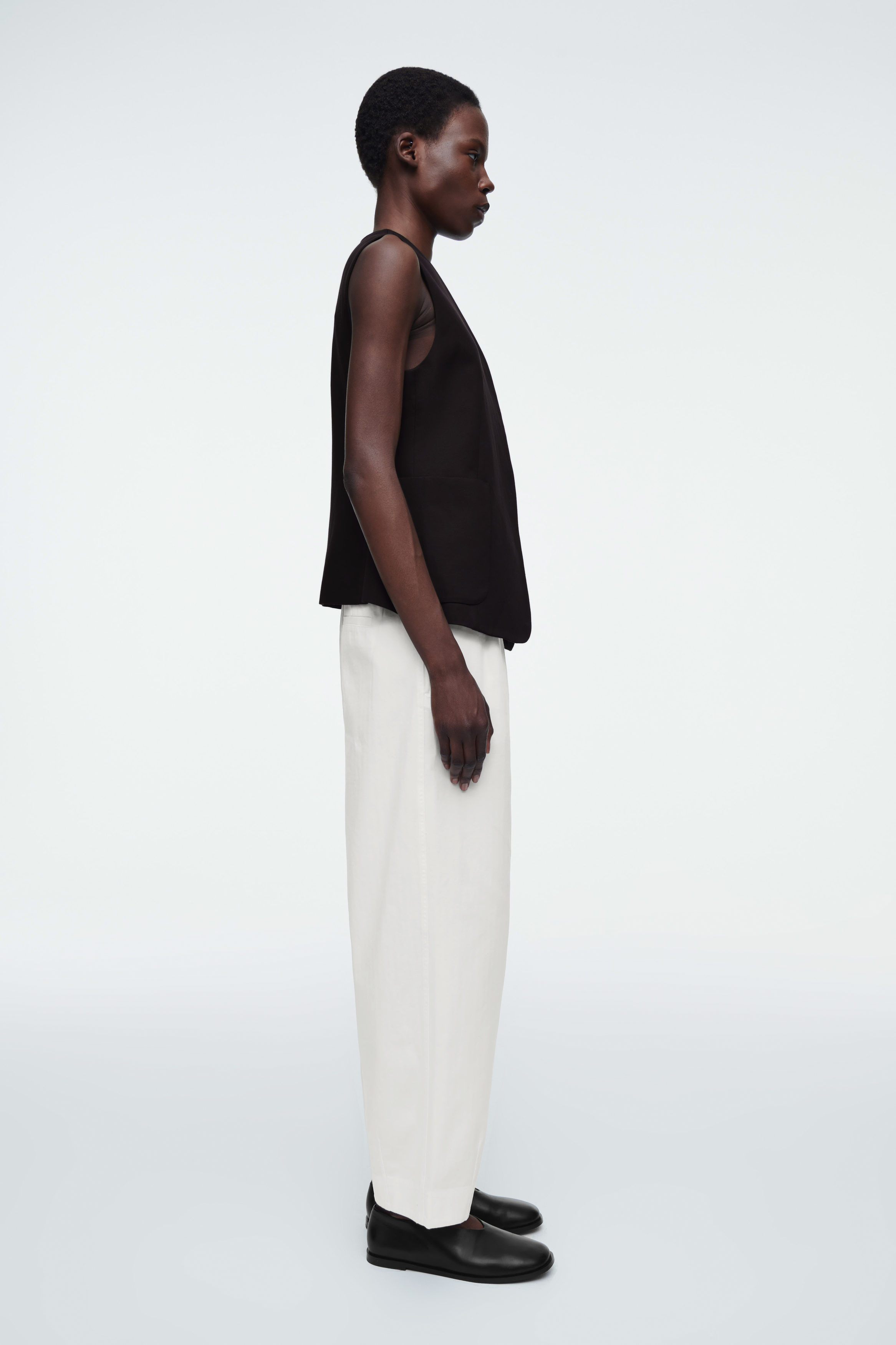 COTTON TAPERED DRAWSTRING PANTS - WHITE | COS