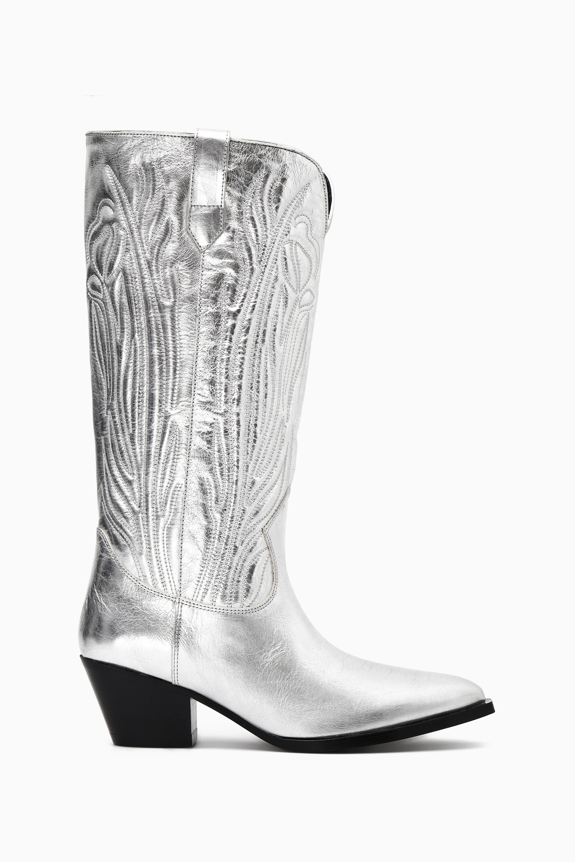【IONSEOUL】Silver turn western boots 5FM0200 Womens Silver schuh Briar Leather Western Boots | schuh