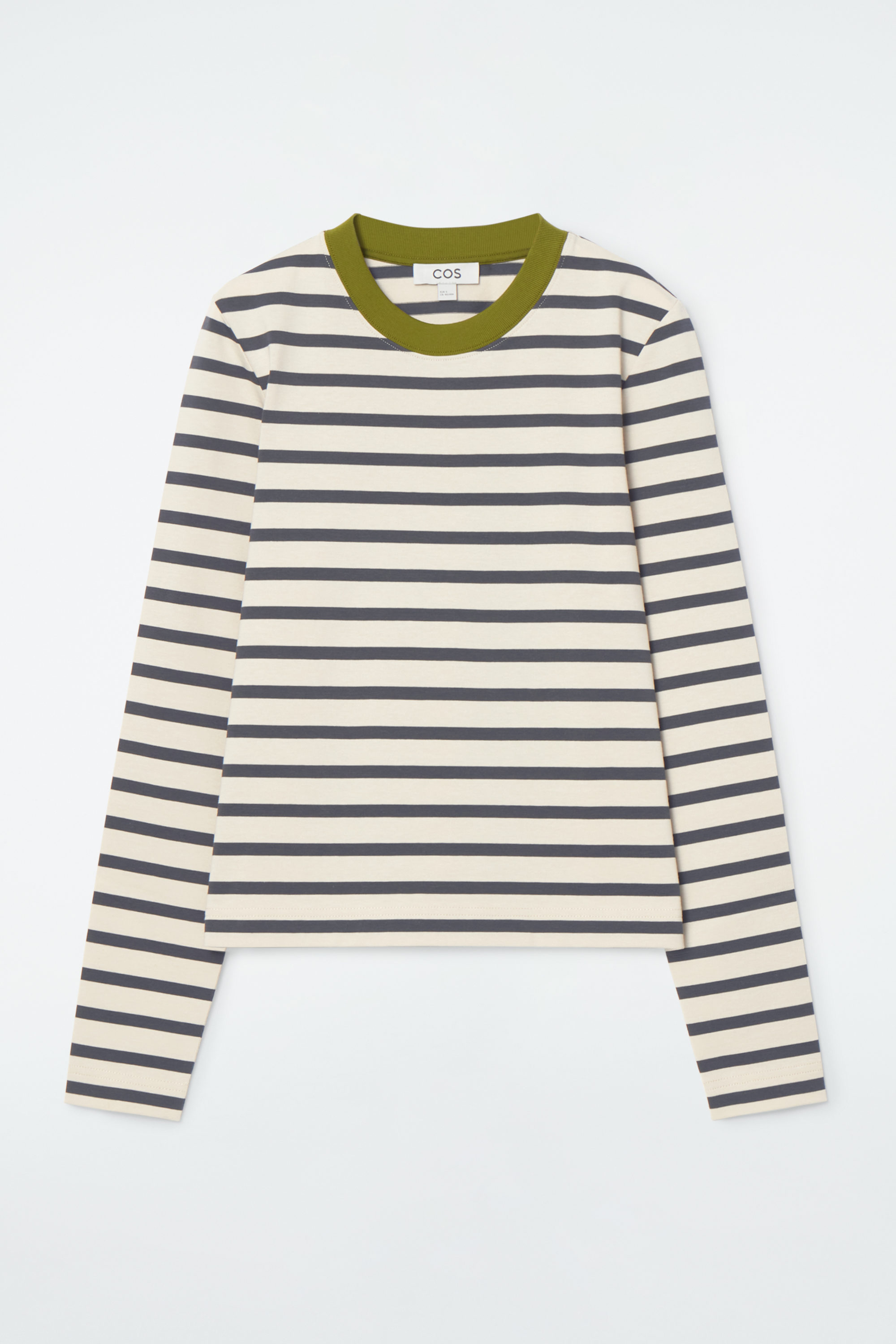 CLEAN CUT REGULAR LONG-SLEEVED T-SHIRT - BEIGE / STRIPED | COS