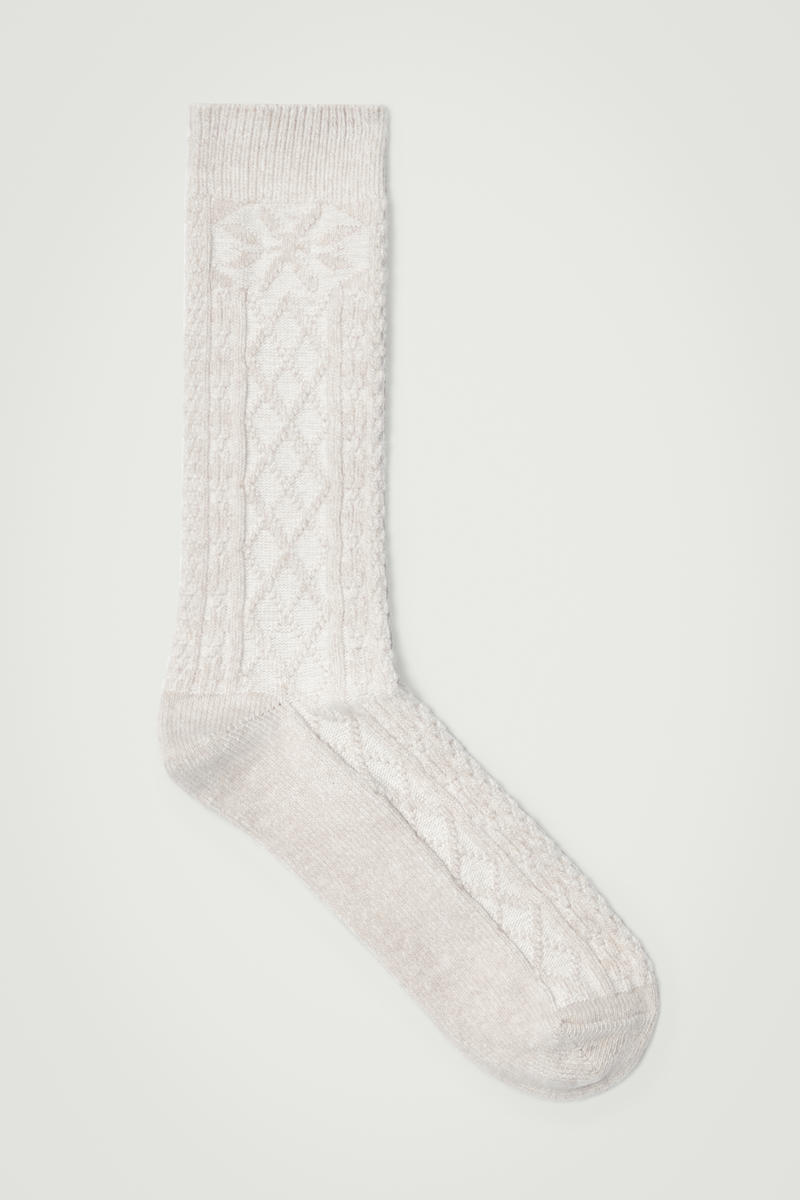 Argyle Cable-Knit Socks