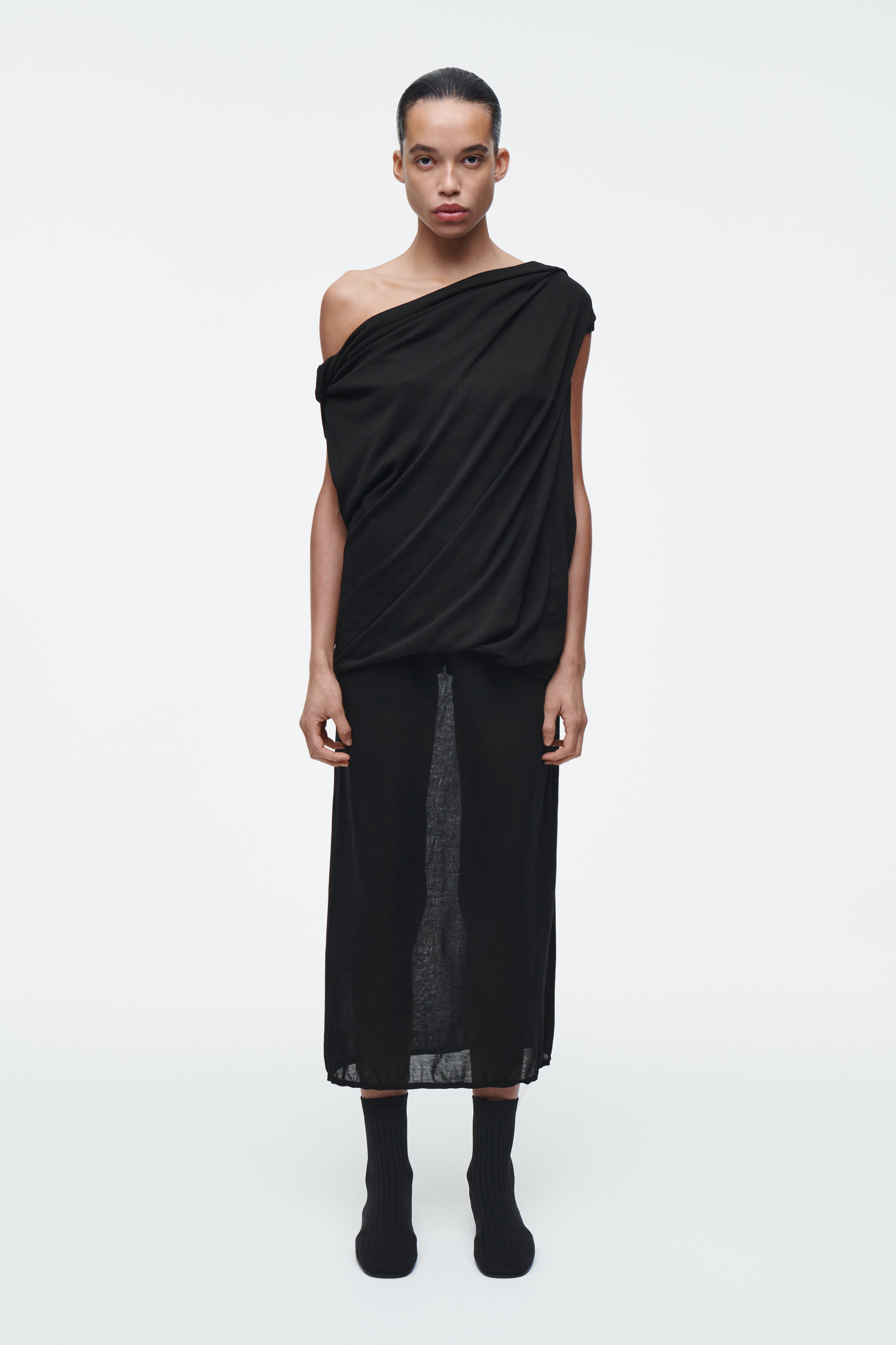 【PORTERNA】Cos knit long skirt ROUNDED MERINO WOOL MAXI SKIRT - DARK BROWN | COS