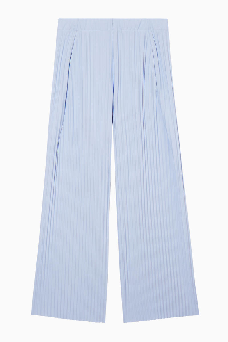 Pleated Elasticated Trousers in Blue