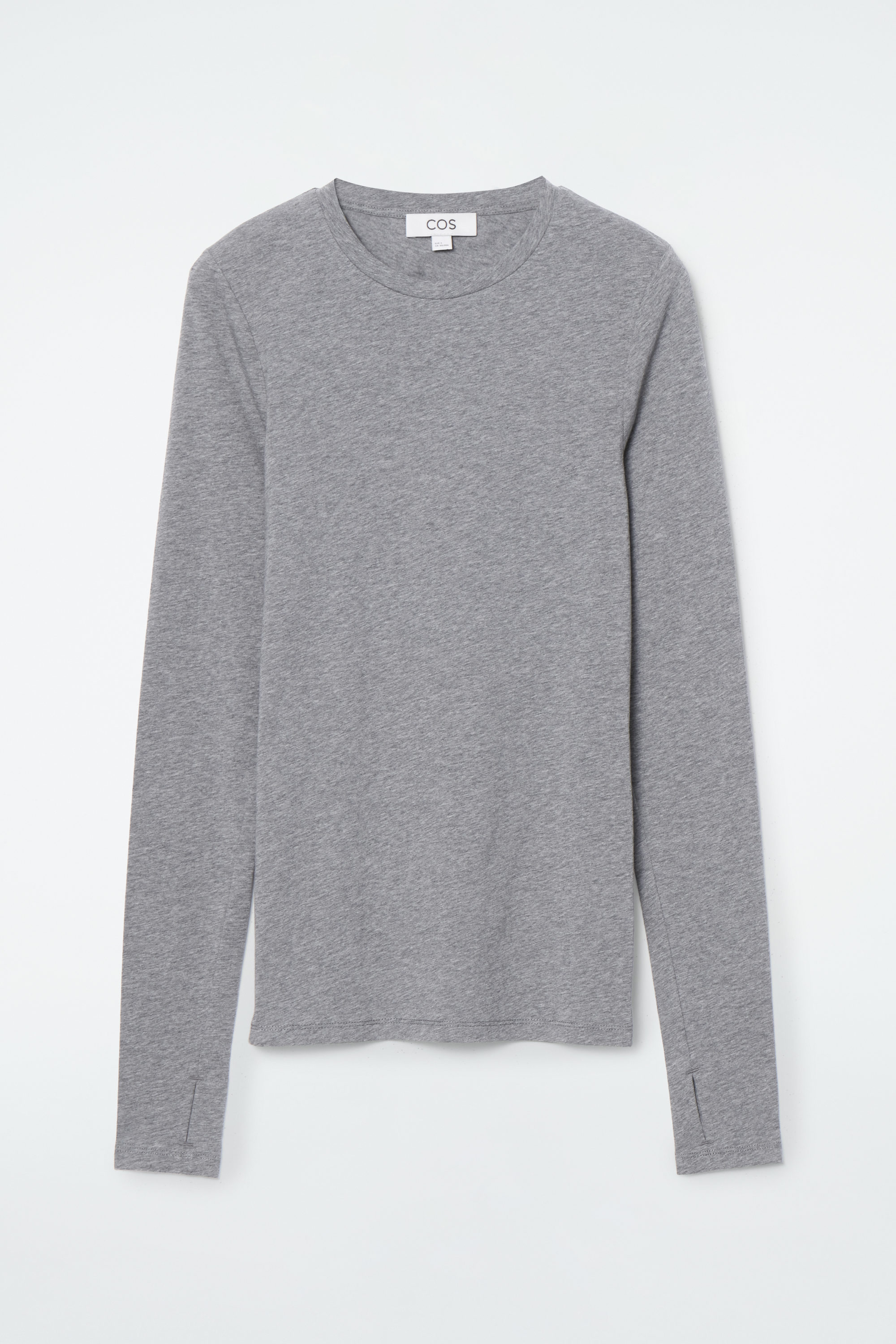 SLIM LIGHTWEIGHT LONG-SLEEVED TOP - CHARCOAL MÉLANGE | COS