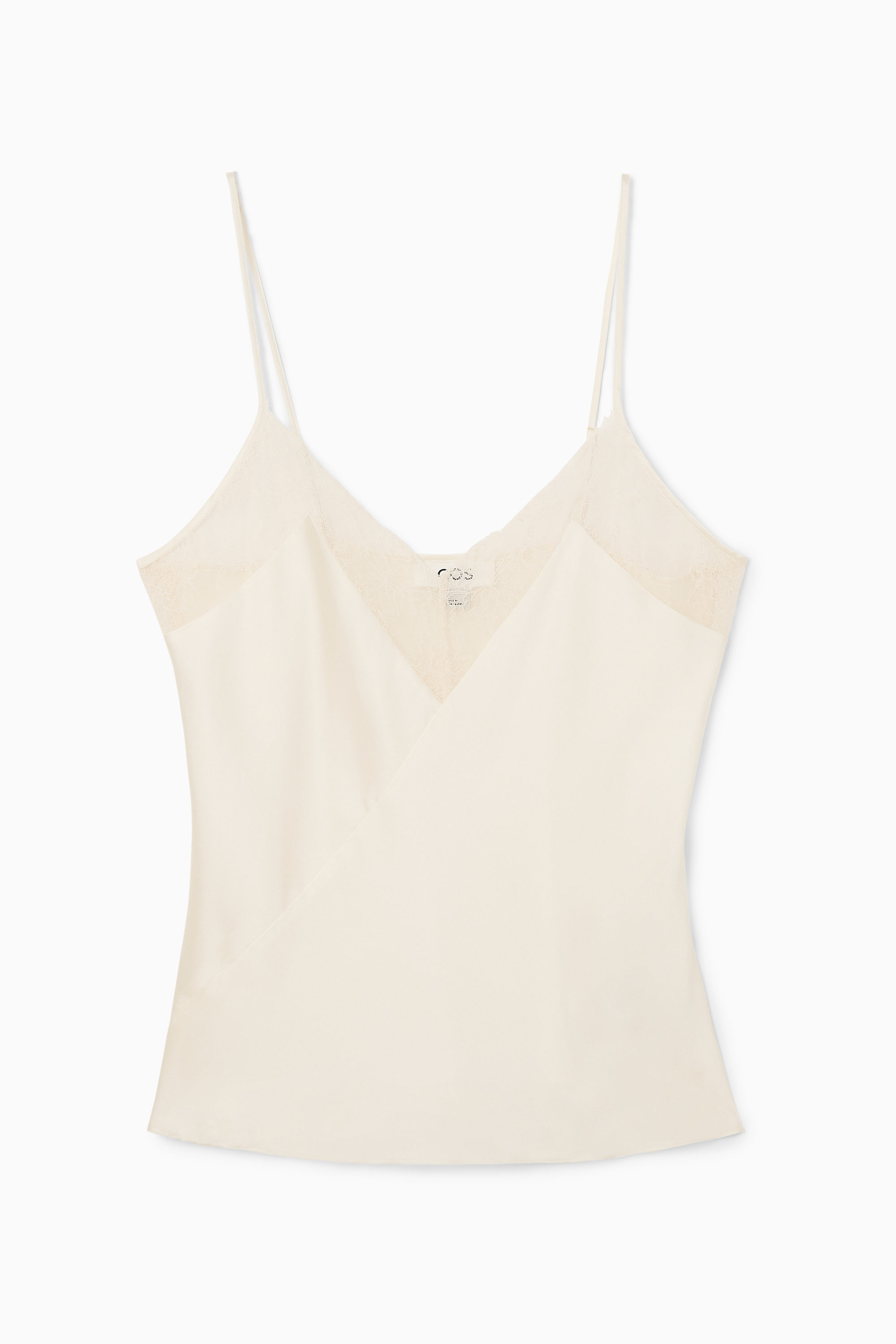 LACE-TRIMMED SILK CAMI TOP - IVORY | COS
