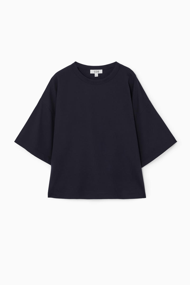 Cos Boxy Curved-hem T-shirt In Dunkles Navyblau