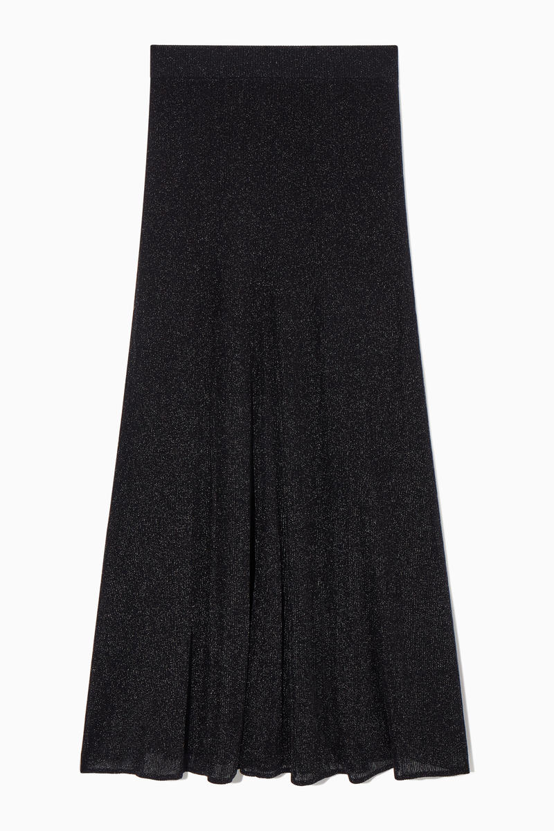 Sparkly Ribbed-Knit Maxi Skirt