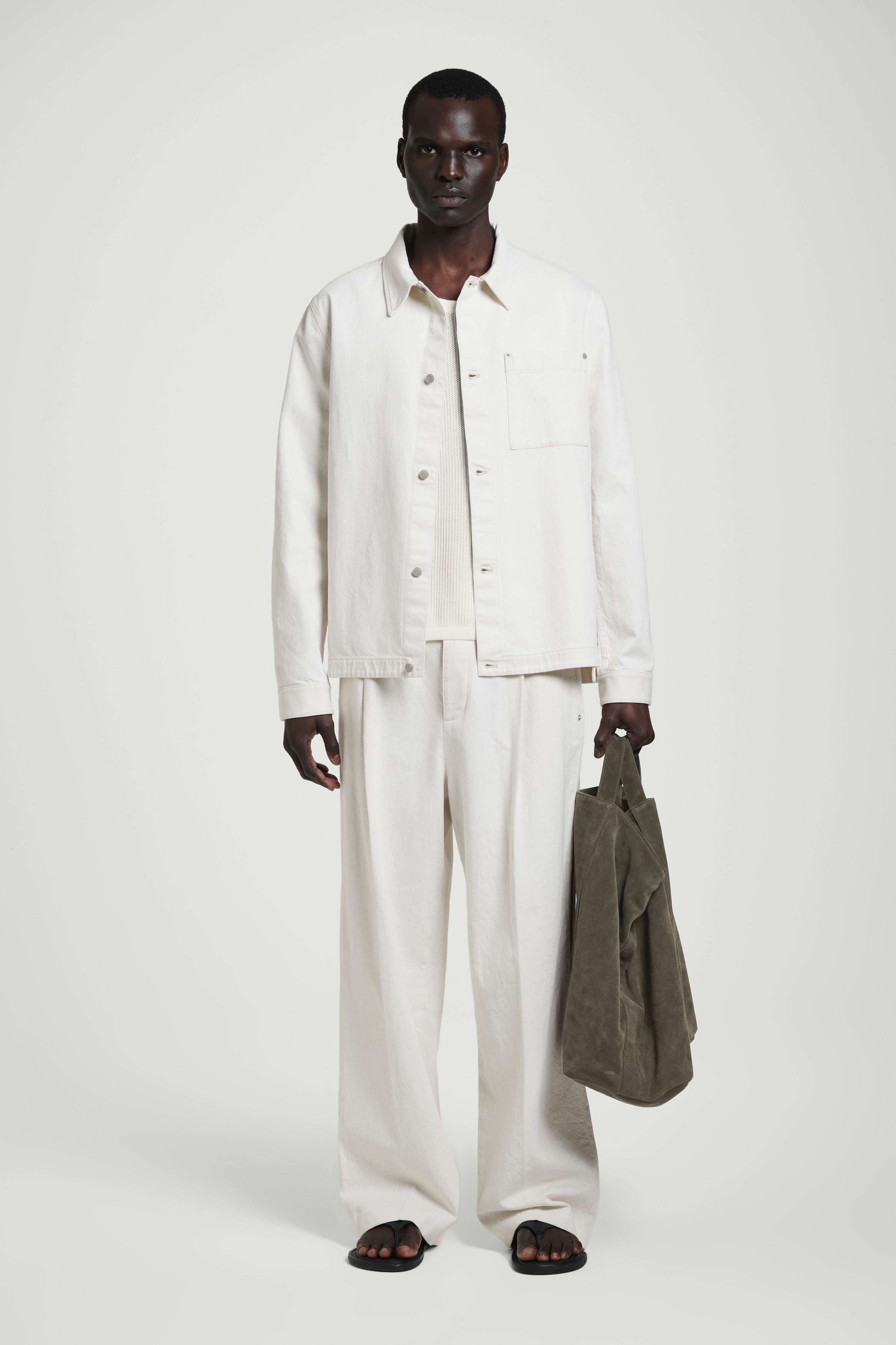 BELTED TAPERED COTTON TROUSERS - MOLE | COS