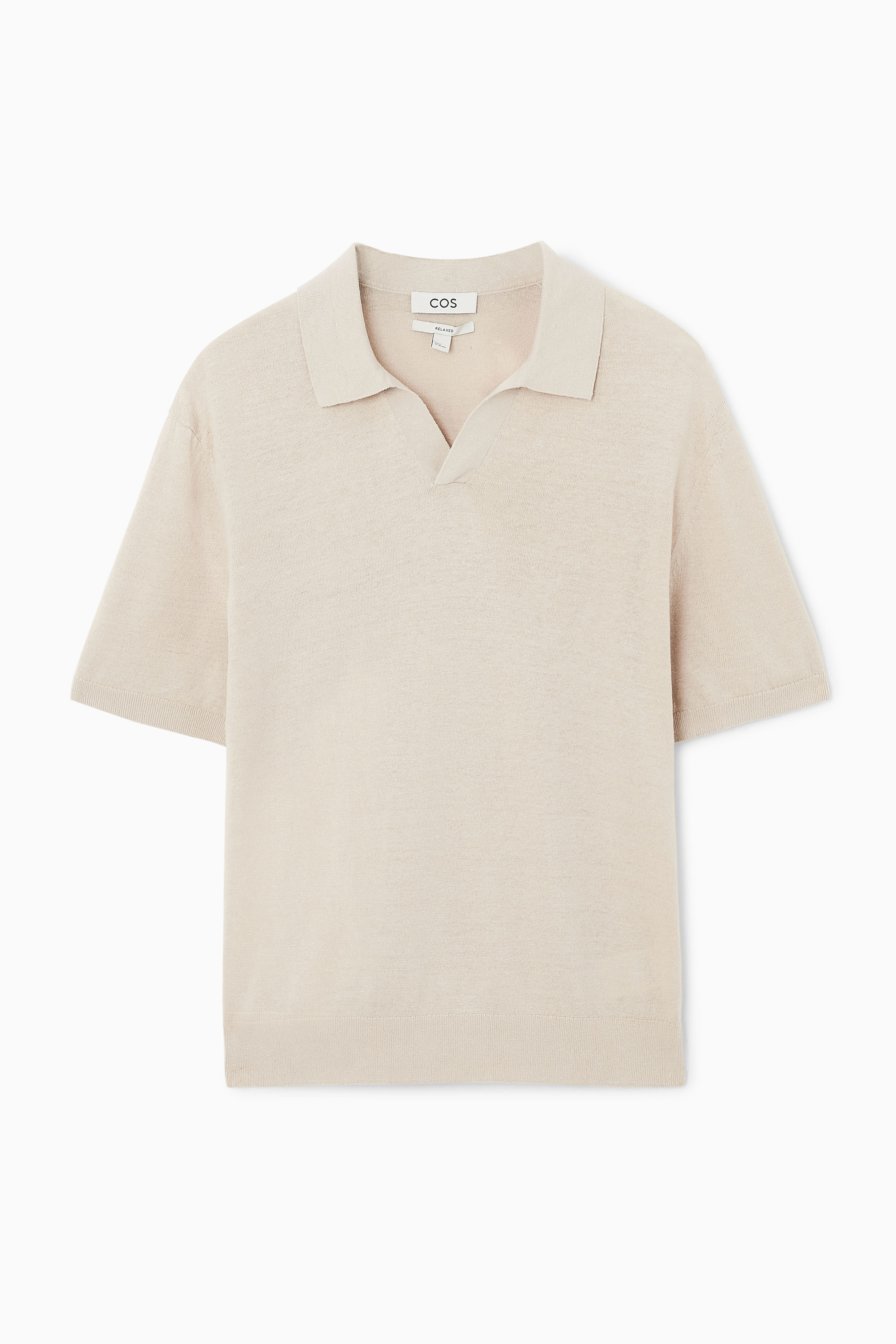 KNITTED LINEN POLO SHIRT - STONE | COS US