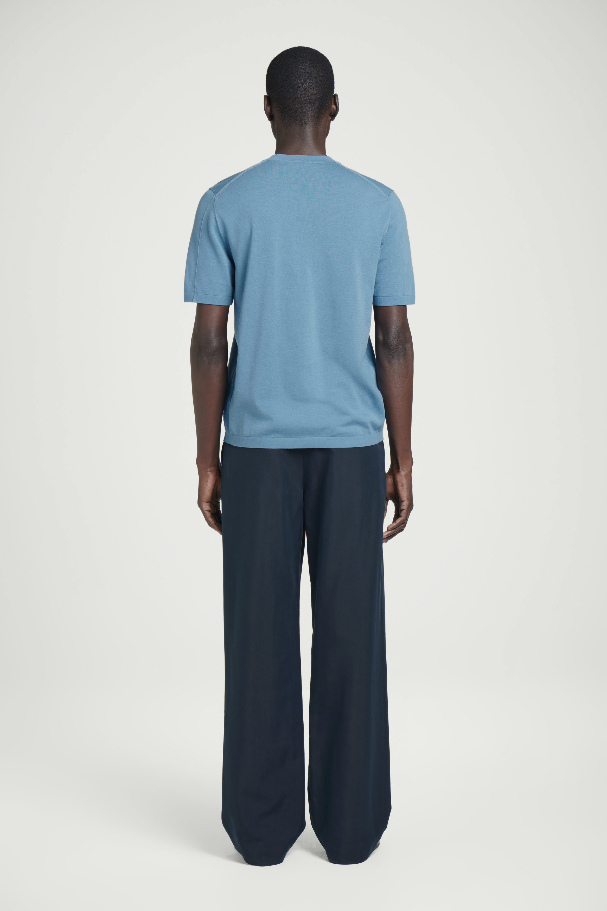 KNITTED COTTON CREW-NECK T-SHIRT - BLUE | COS KNITTED COTTON CREW-NECK T-SHIRT - BLUE | COS