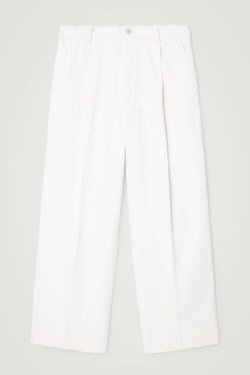 Pleated Wide-Leg Denim Trousers