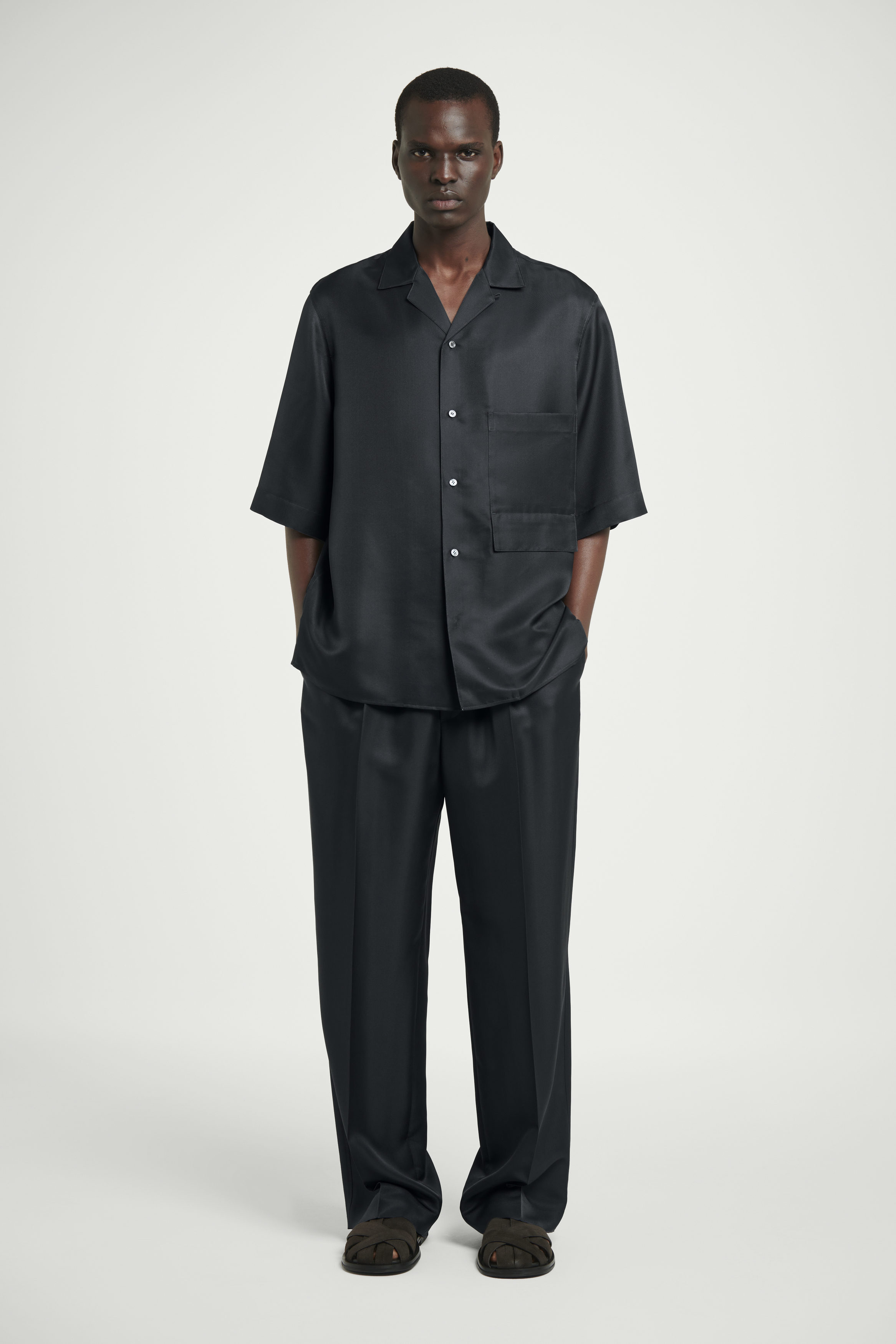 ELASTICATED SILK PANTS - ANTHRACITE | COS