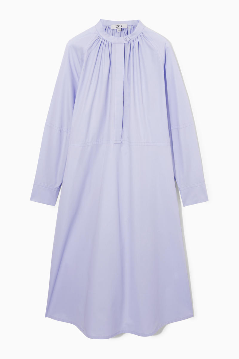 Relaxed-Fit Gathered Midi Shirt Dress