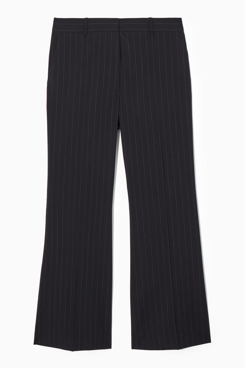 Flared Wool Trousers in Blue