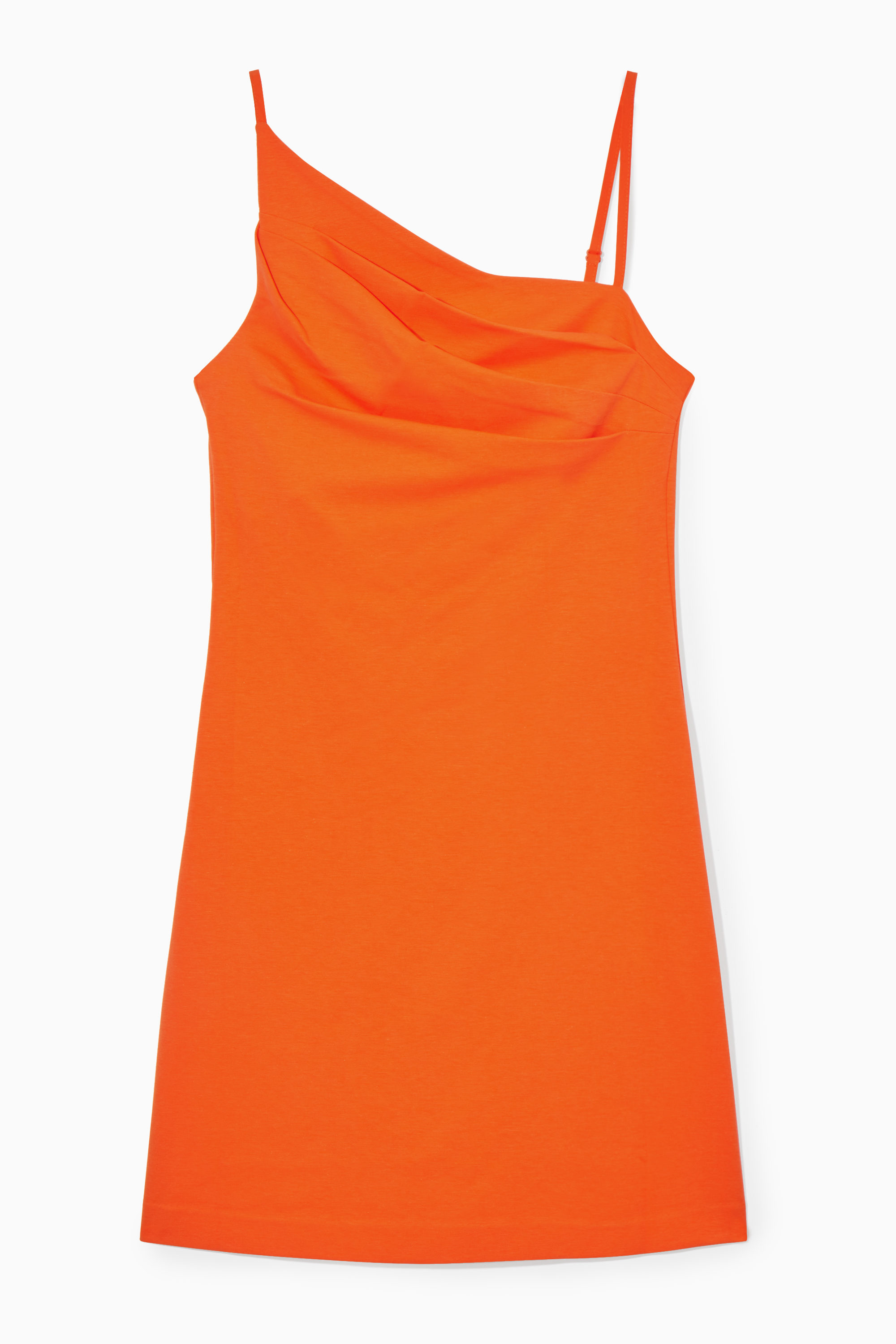 ASYMMETRIC DRAPED MINI DRESS - ORANGE