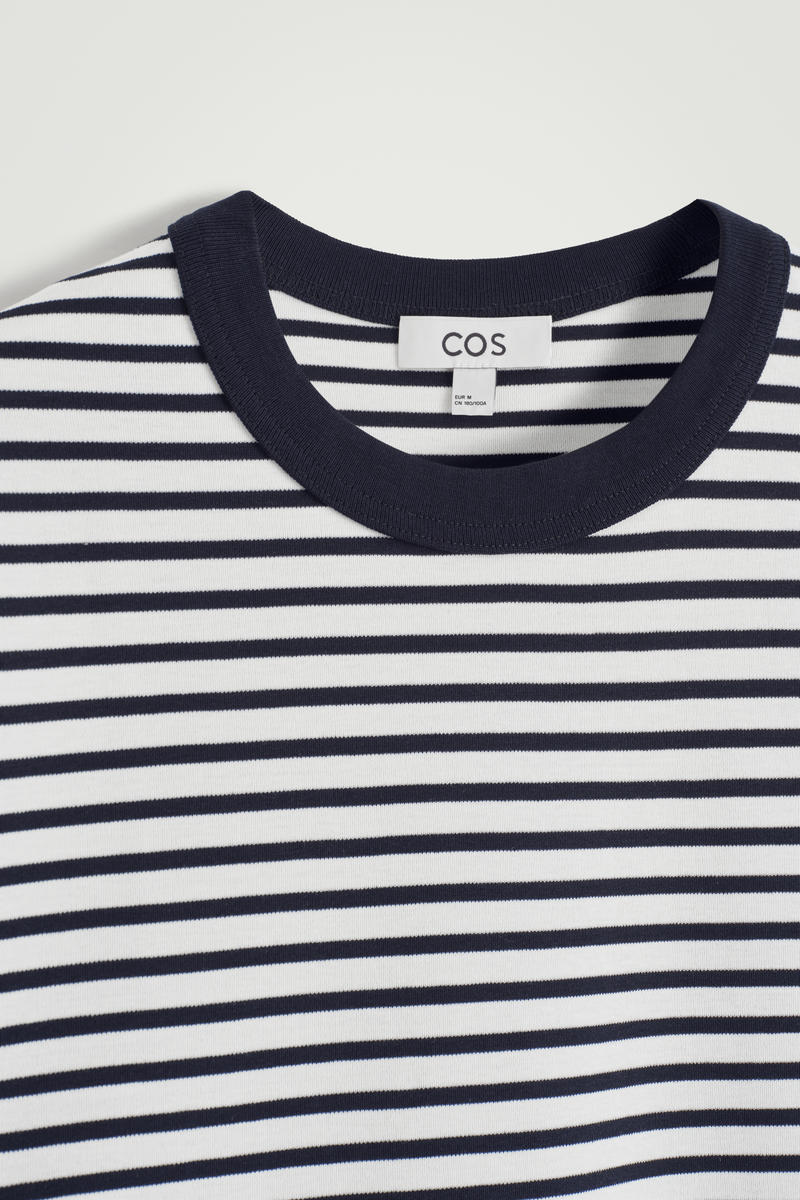 Cos T-shirt Girocollo In Cotone Interlock In Blu