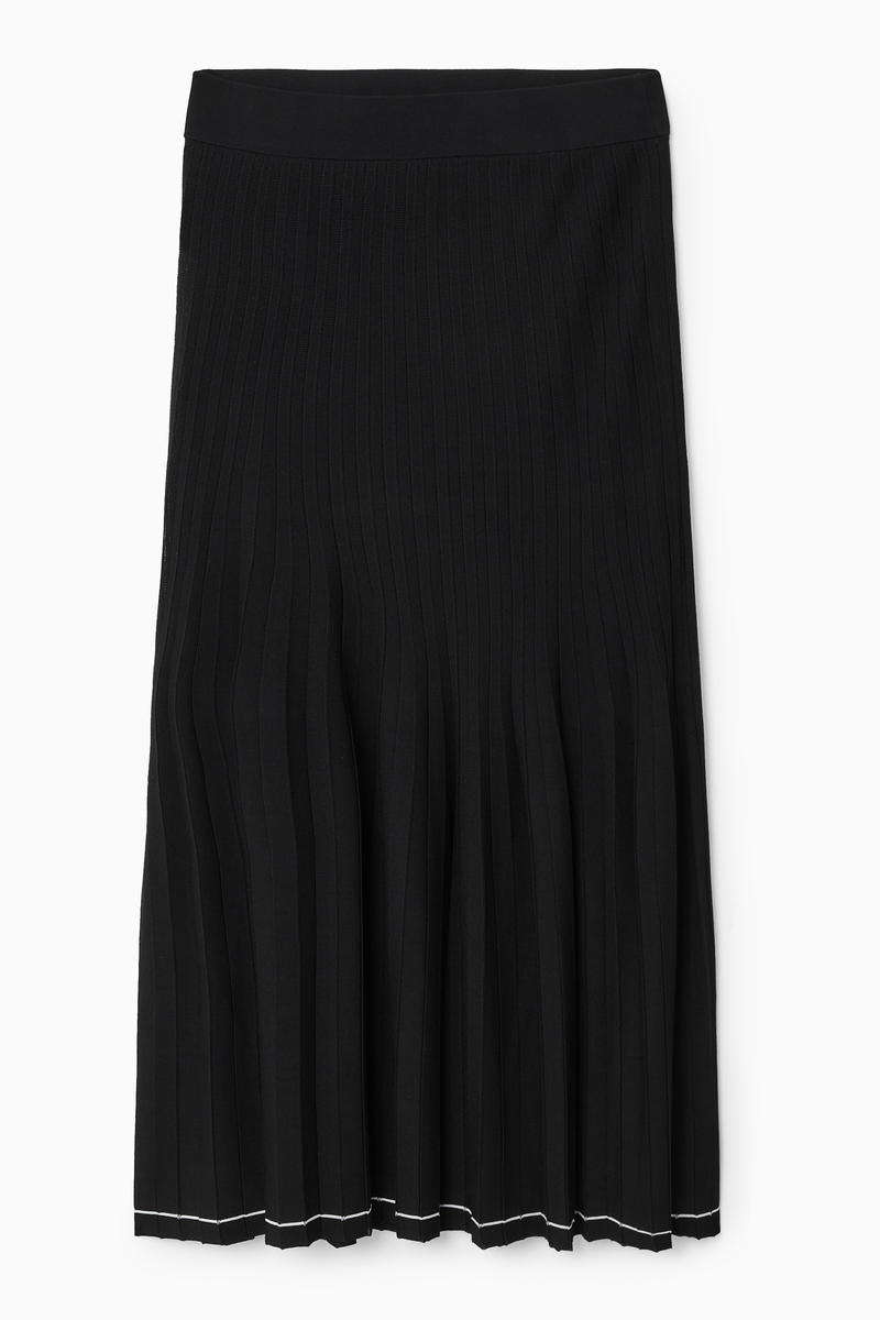 Pleated Knitted Midi Skirt