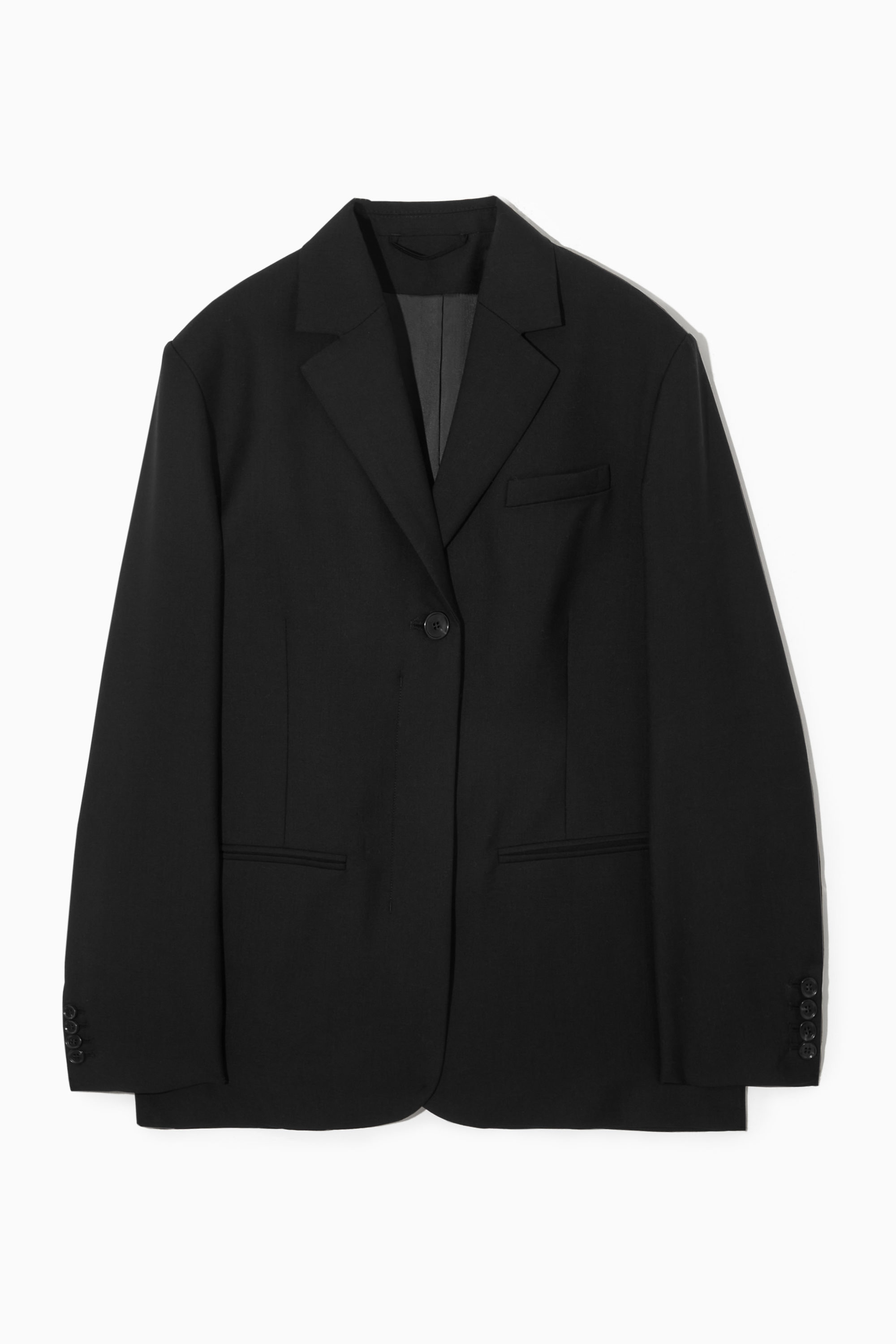 RELAXED-FIT MINIMAL WOOL BLAZER - BROWN MÉLANGE