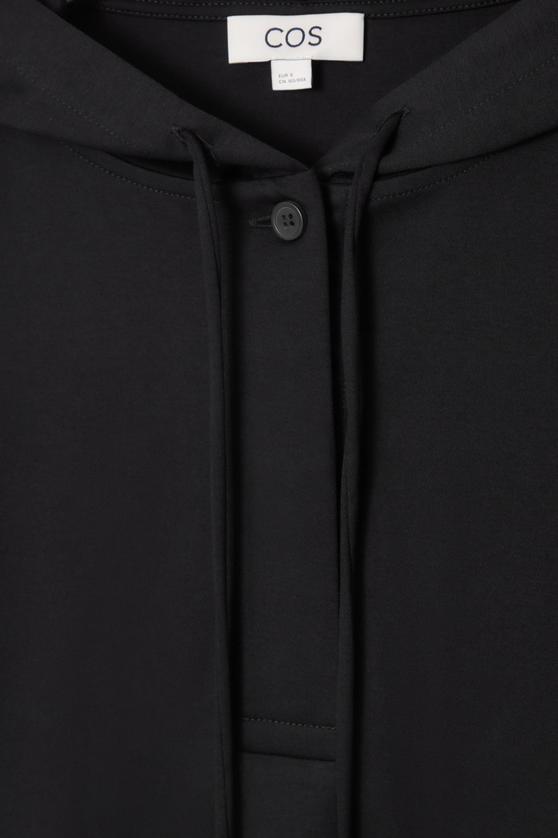 BUTTONED LIGHTWEIGHT JERSEY HOODIE - BLACK | COS