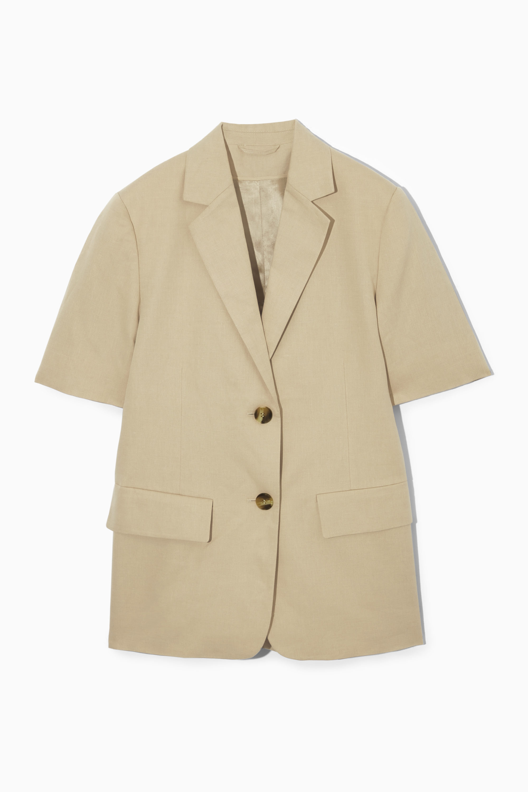SHORT-SLEEVED LINEN-BLEND BLAZER - BEIGE | COS