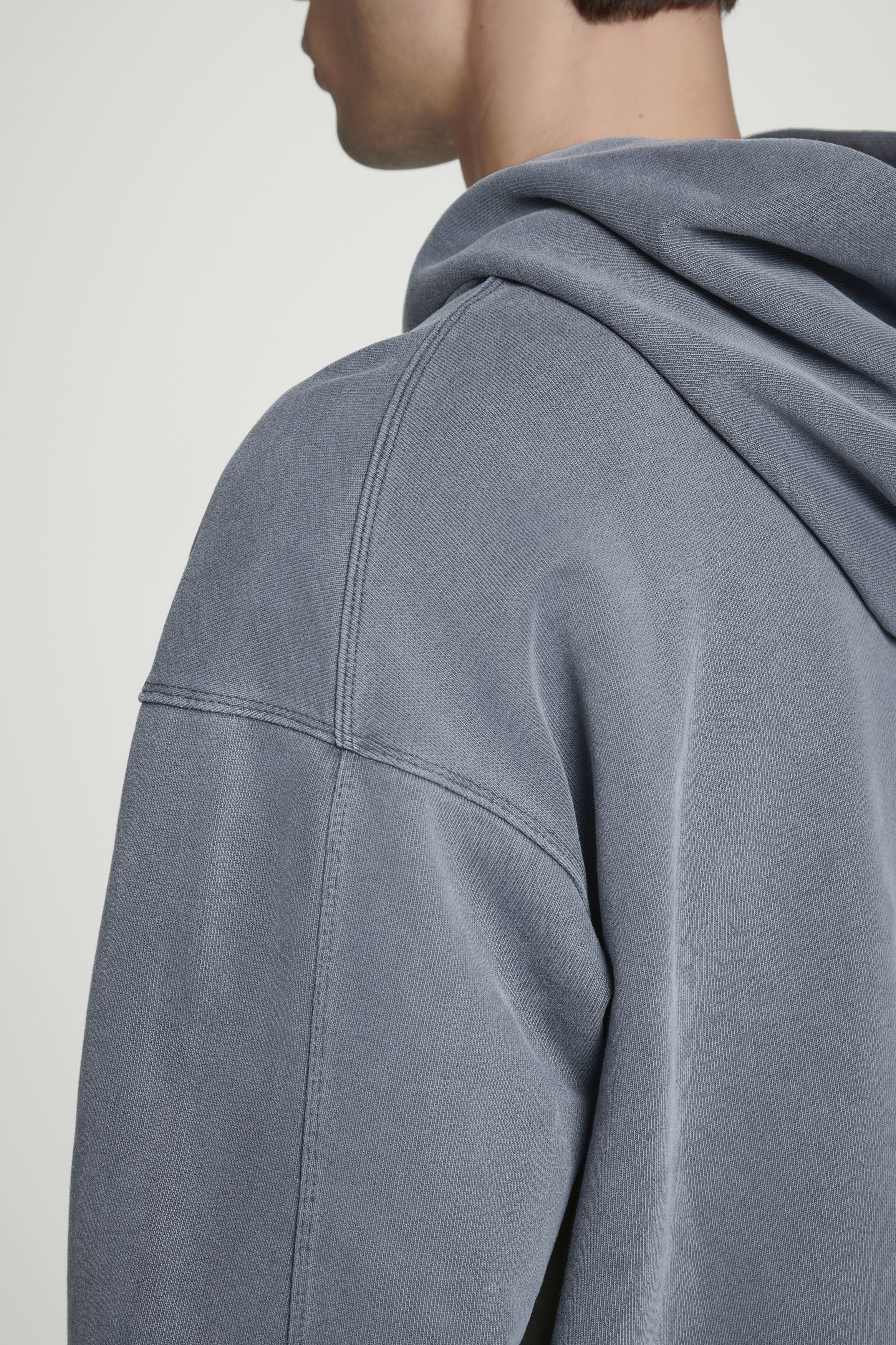 WASHED COTTON-JERSEY HOODIE - BLUE | COS