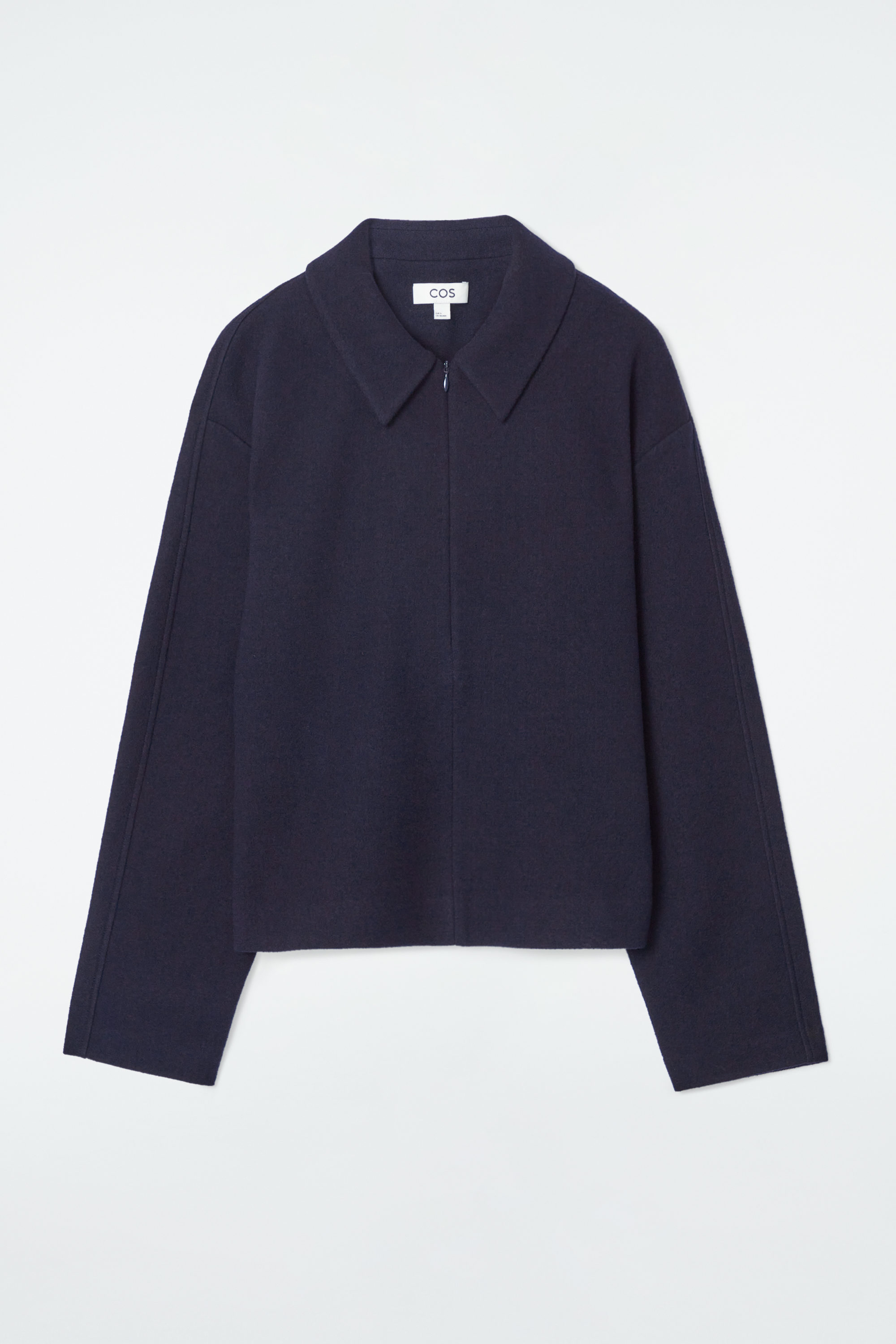 BOILED-WOOL ZIP-UP CARDIGAN - NAVY | COS