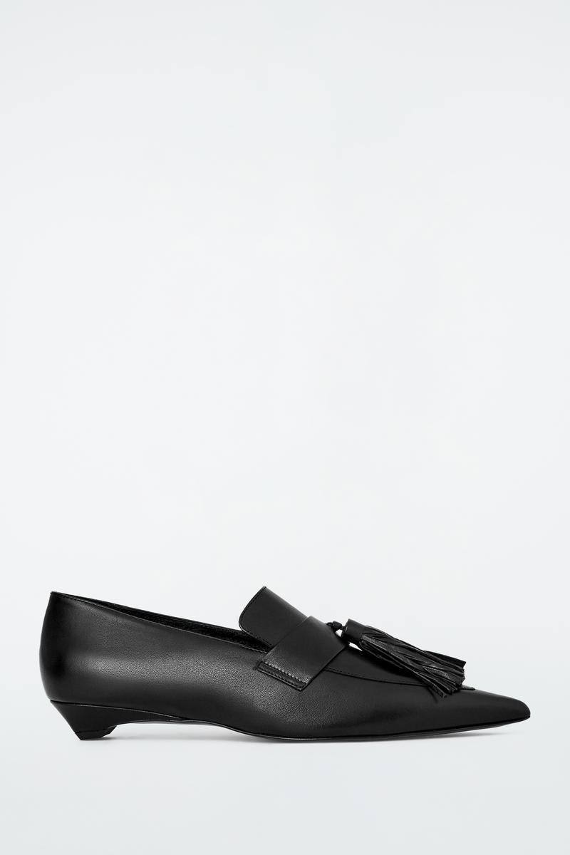 Tasselled Leather Kitten-Heel Loafers