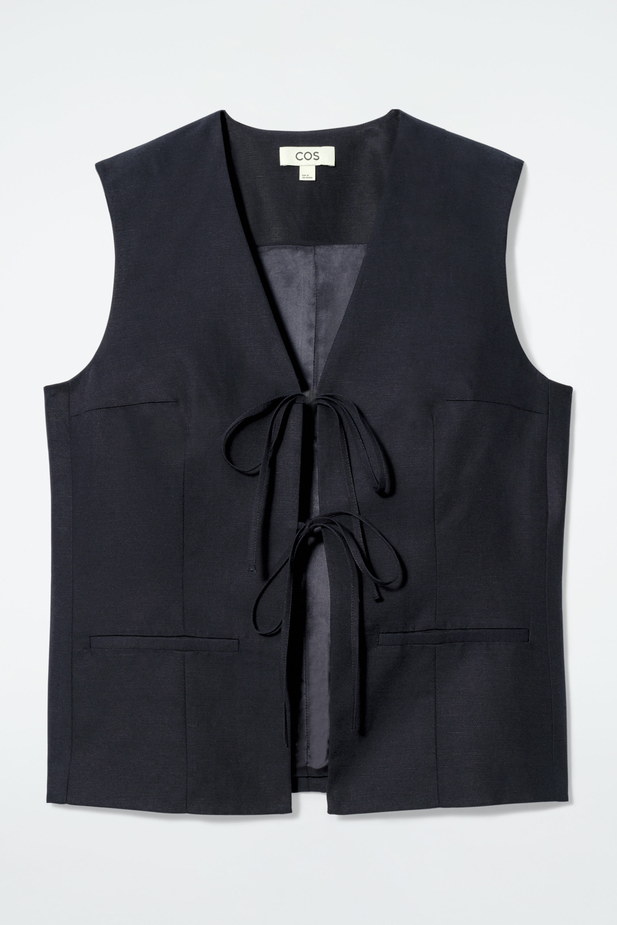 LINEN-BLEND TIE-FRONT VEST - BLACK | COS