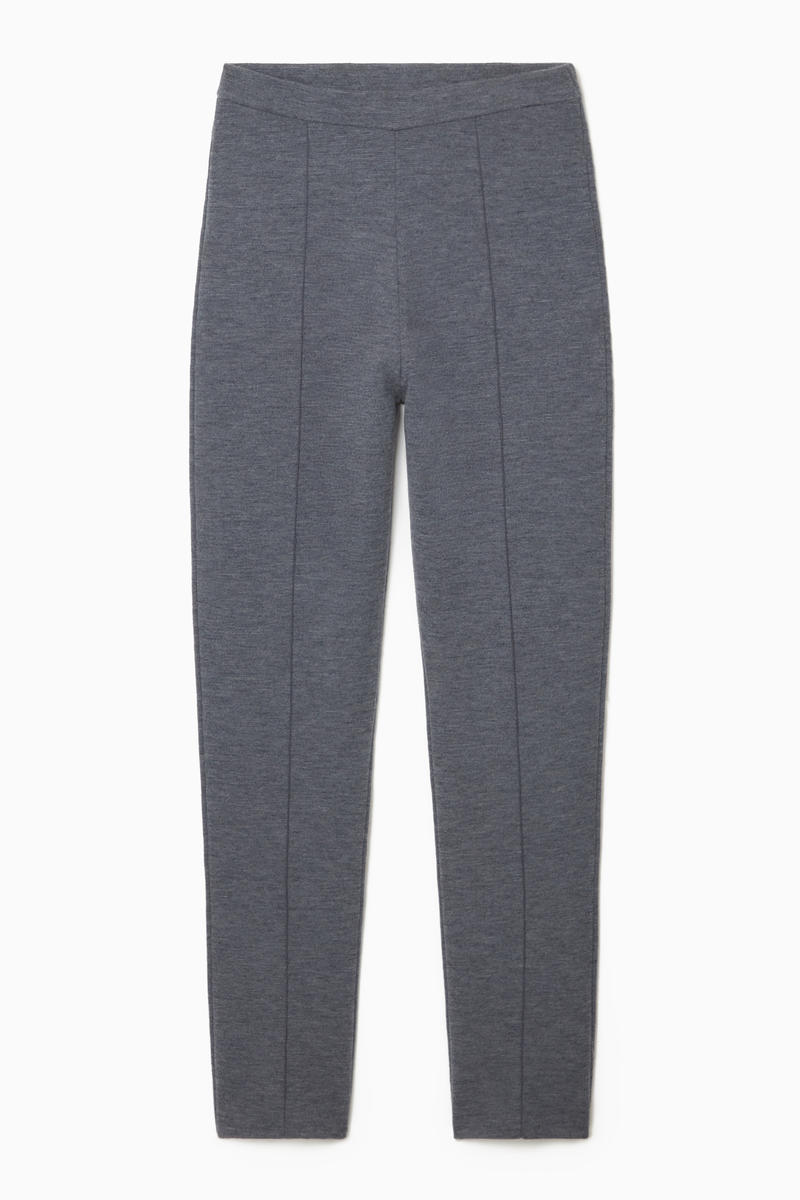 Slim-Fit Knitted Trousers in Grey