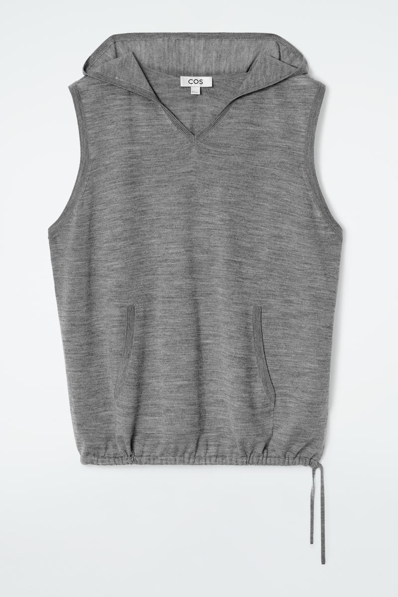 Merino Wool Sleeveless Hoodie
