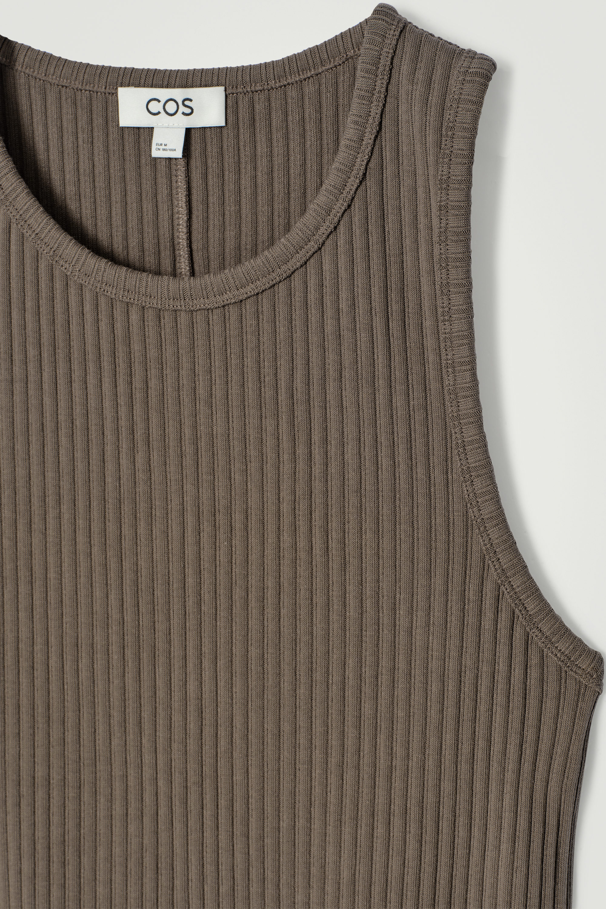 SLIM RIBBED-KNIT COTTON TANK TOP - DARK MOLE | COS