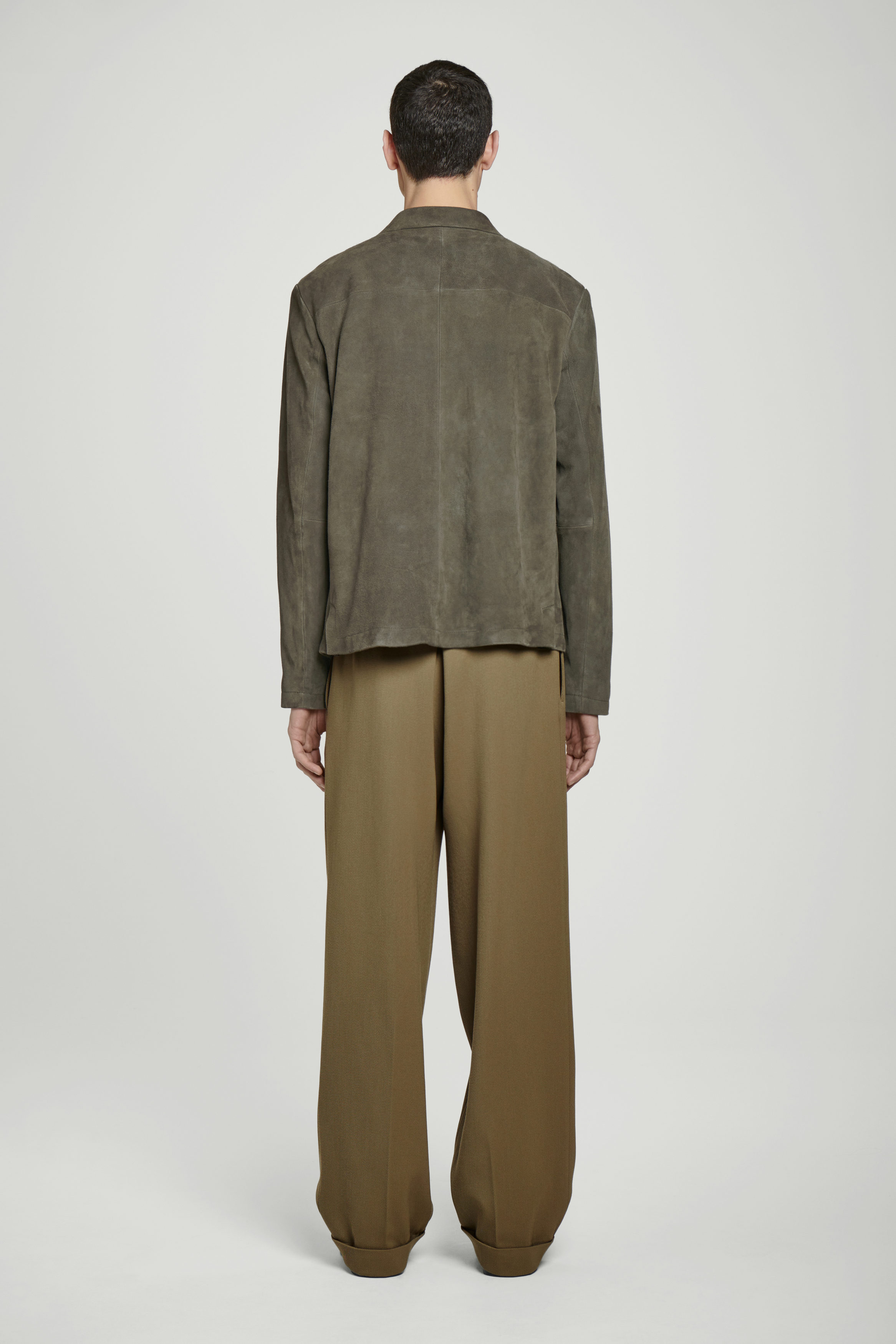 SINGLE-BREASTED SUEDE JACKET - DARK KHAKI | COS