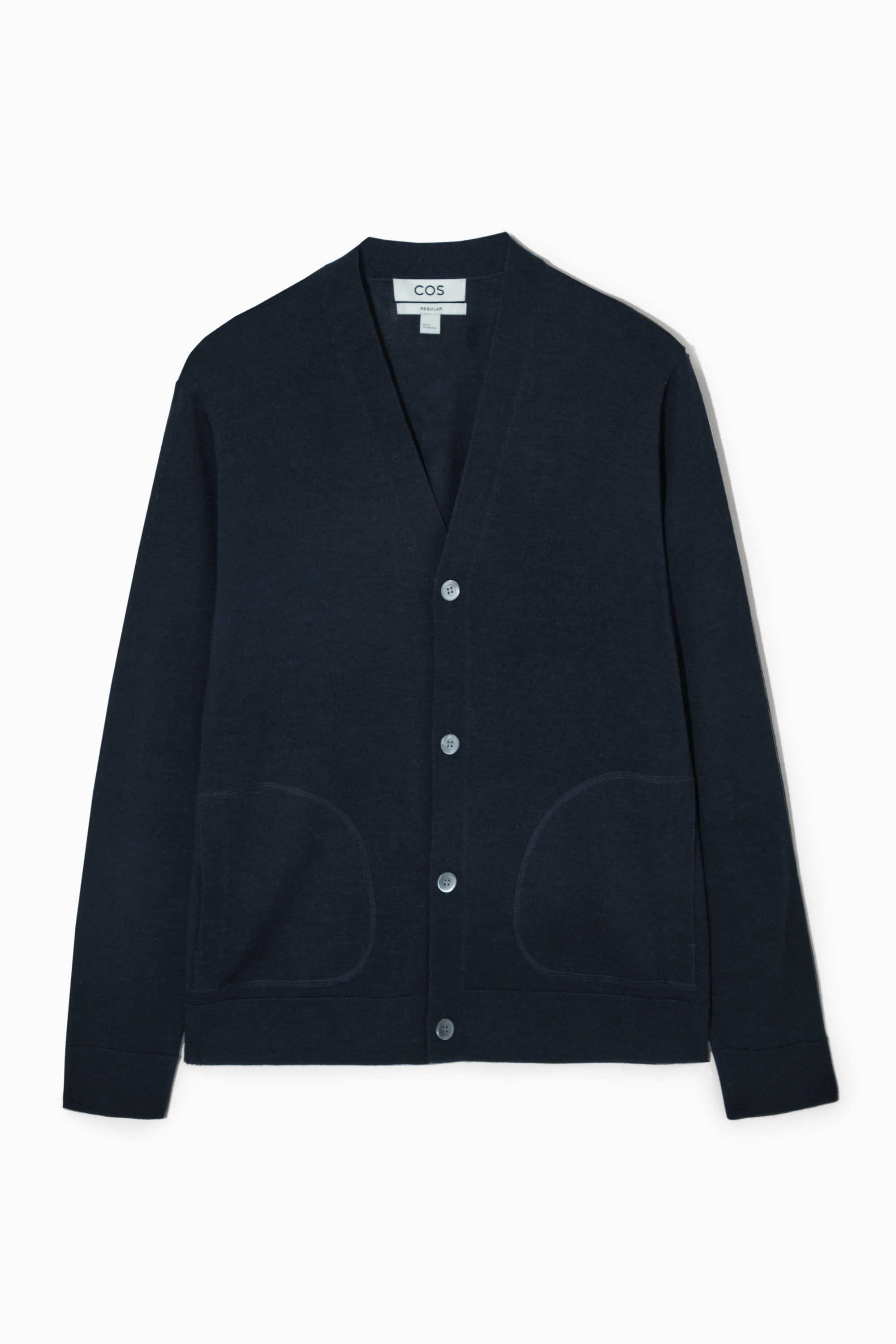 V NECK MERINO WOOL CARDIGAN DARK NAVY