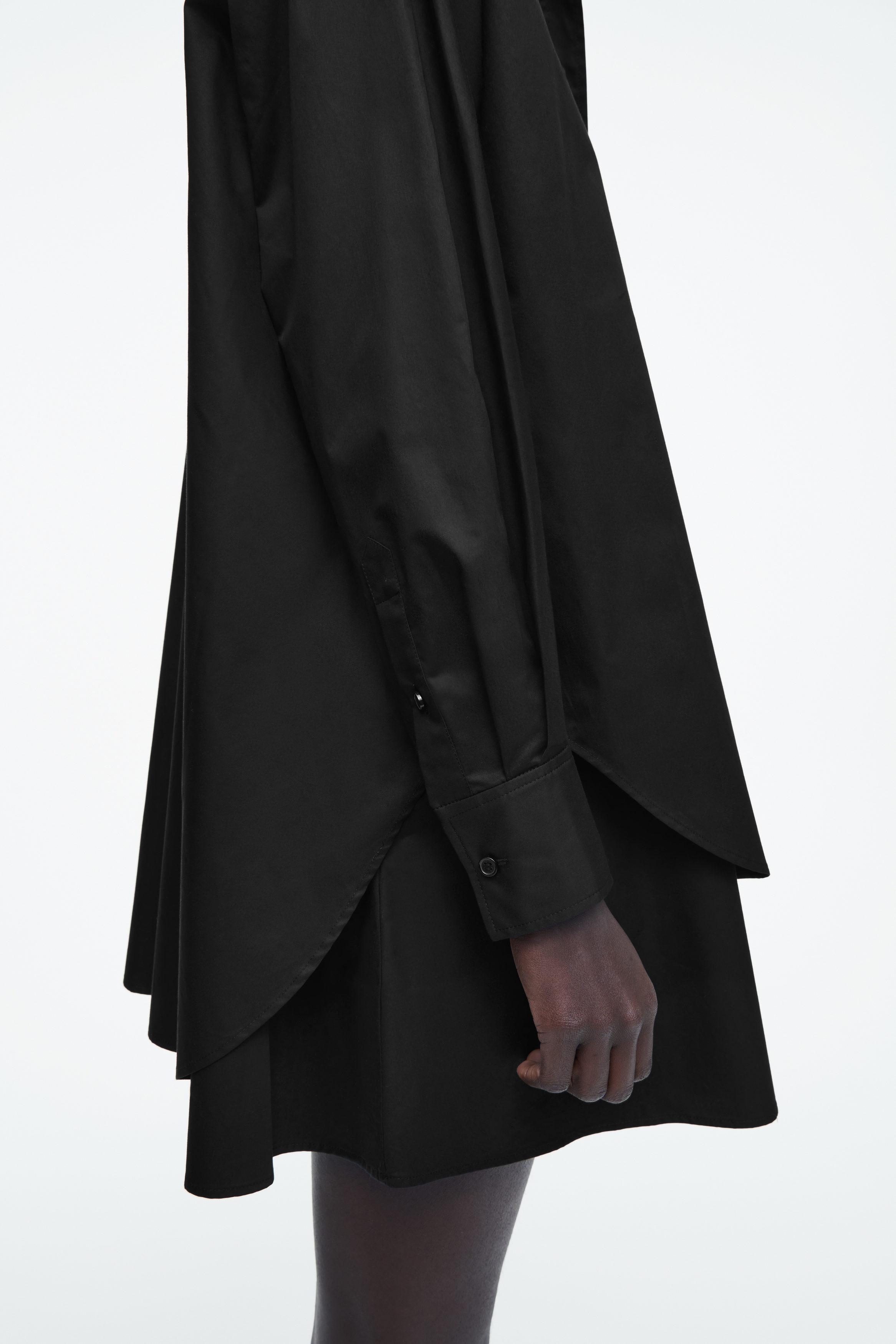 LAYERED TRAPEZE SHIRT DRESS - BLACK | COS