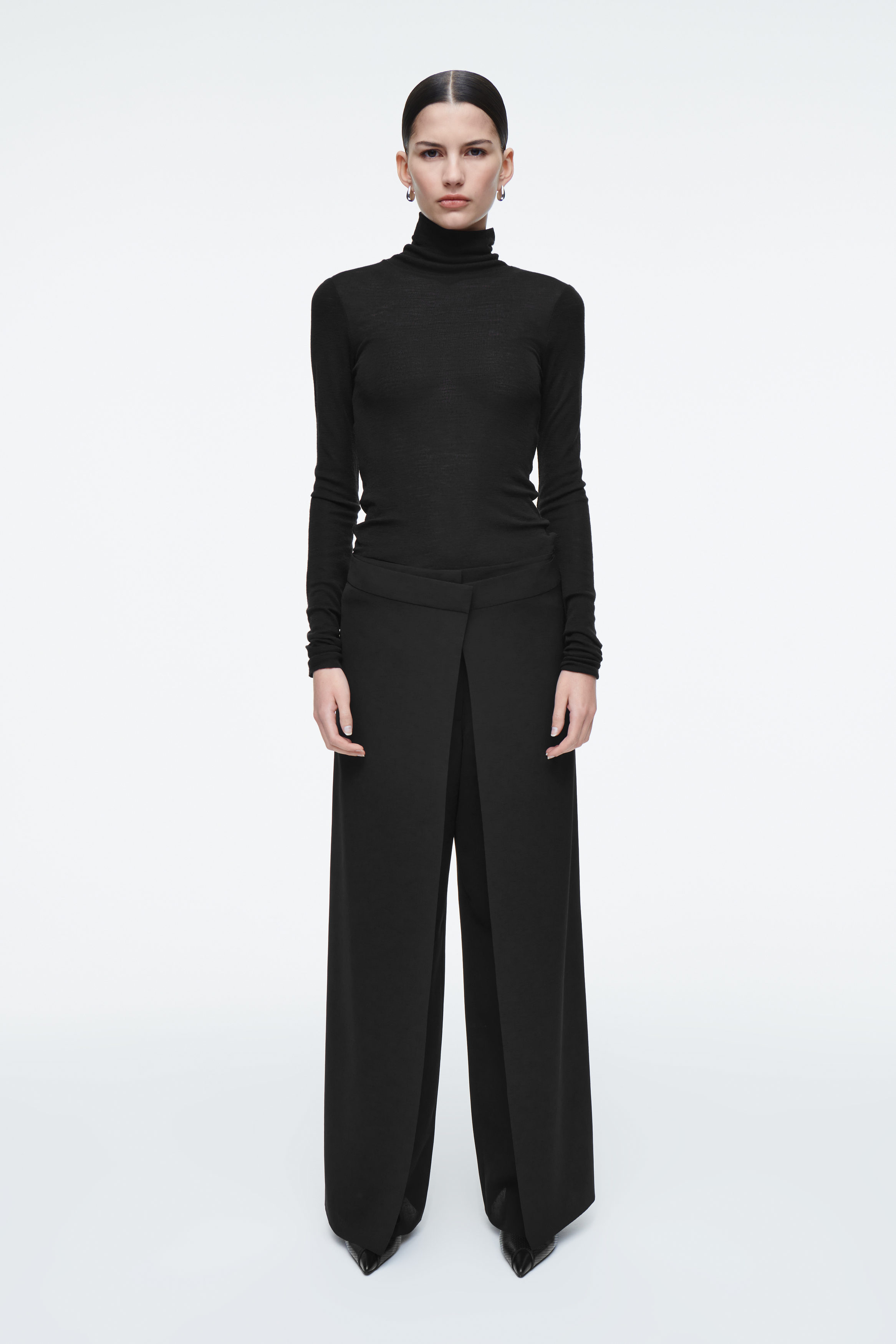 REGULAR WRAP-FRONT STRAIGHT-LEG TROUSERS
