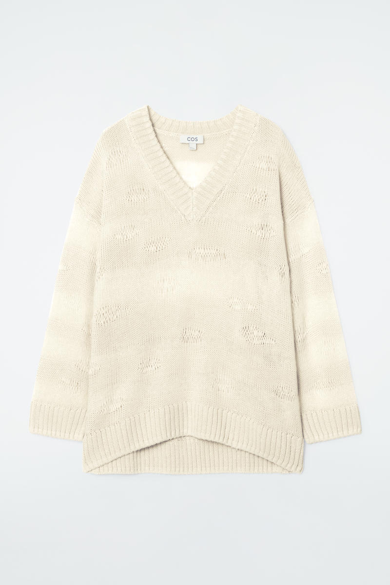 Distressed Striped Knitted Linen-Blend Jumper