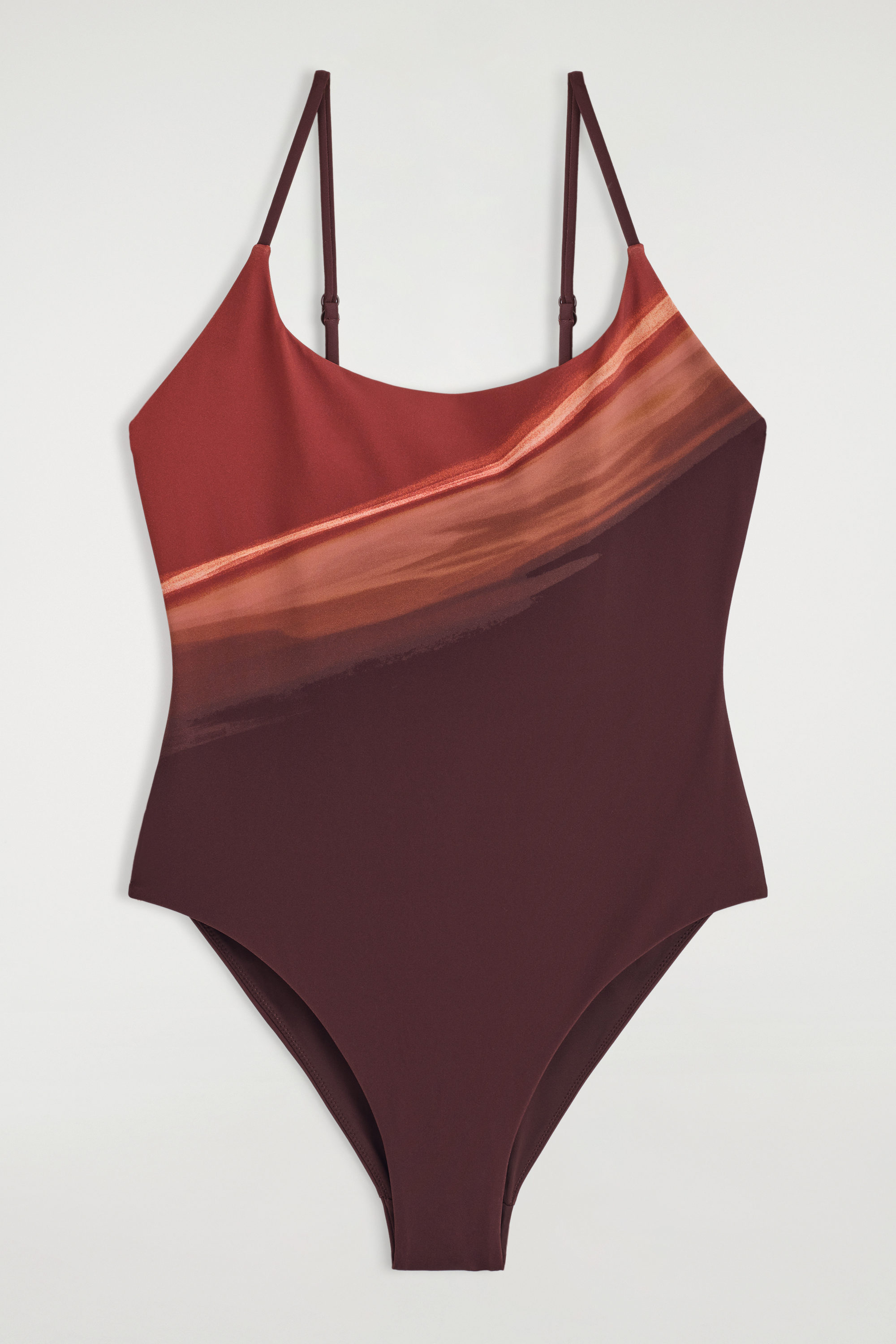 PRINTED SCOOP-NECK SWIMSUIT - BURGUNDY / PRINTED | COS