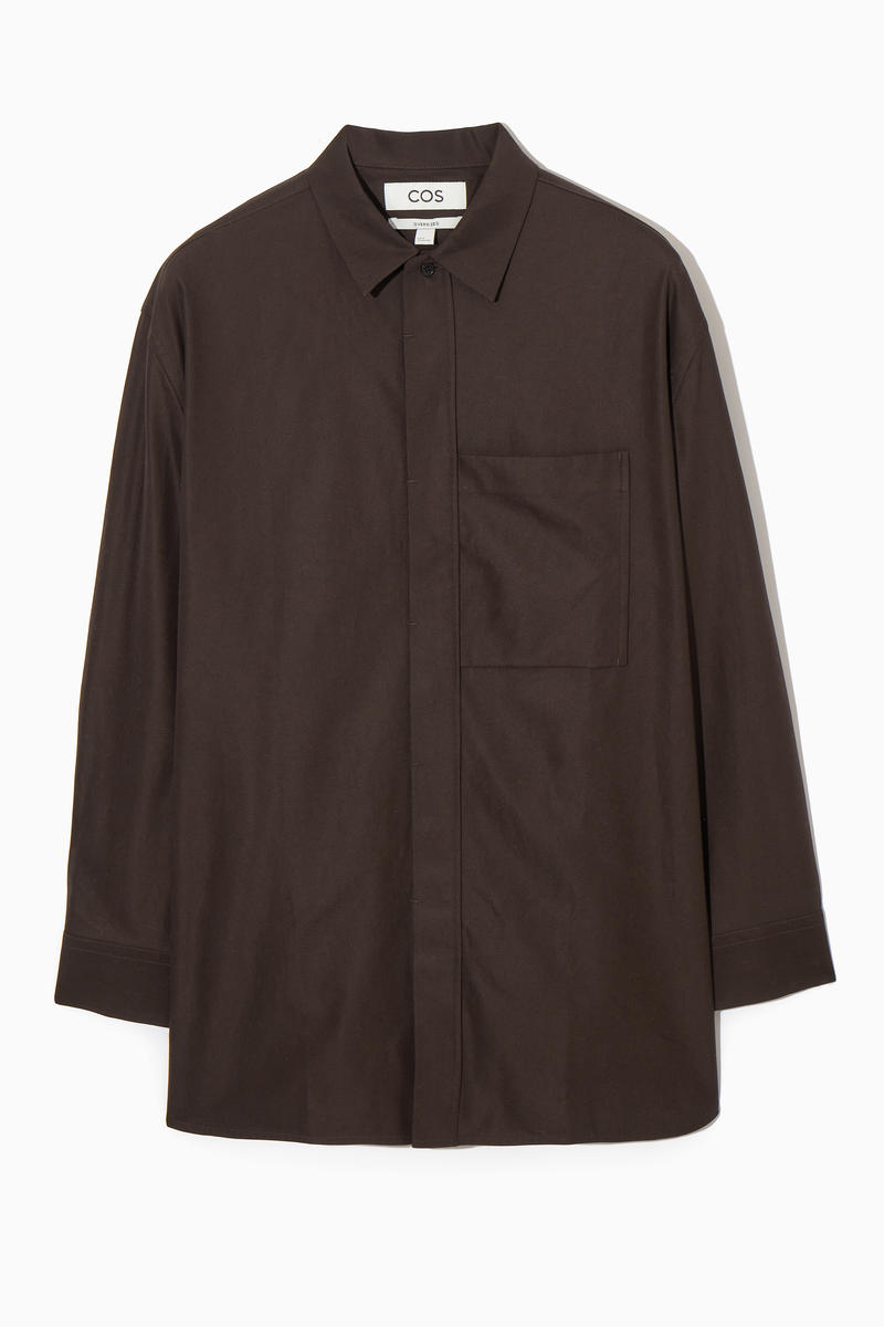 Oversized Cotton-Twill Shirt in Brown