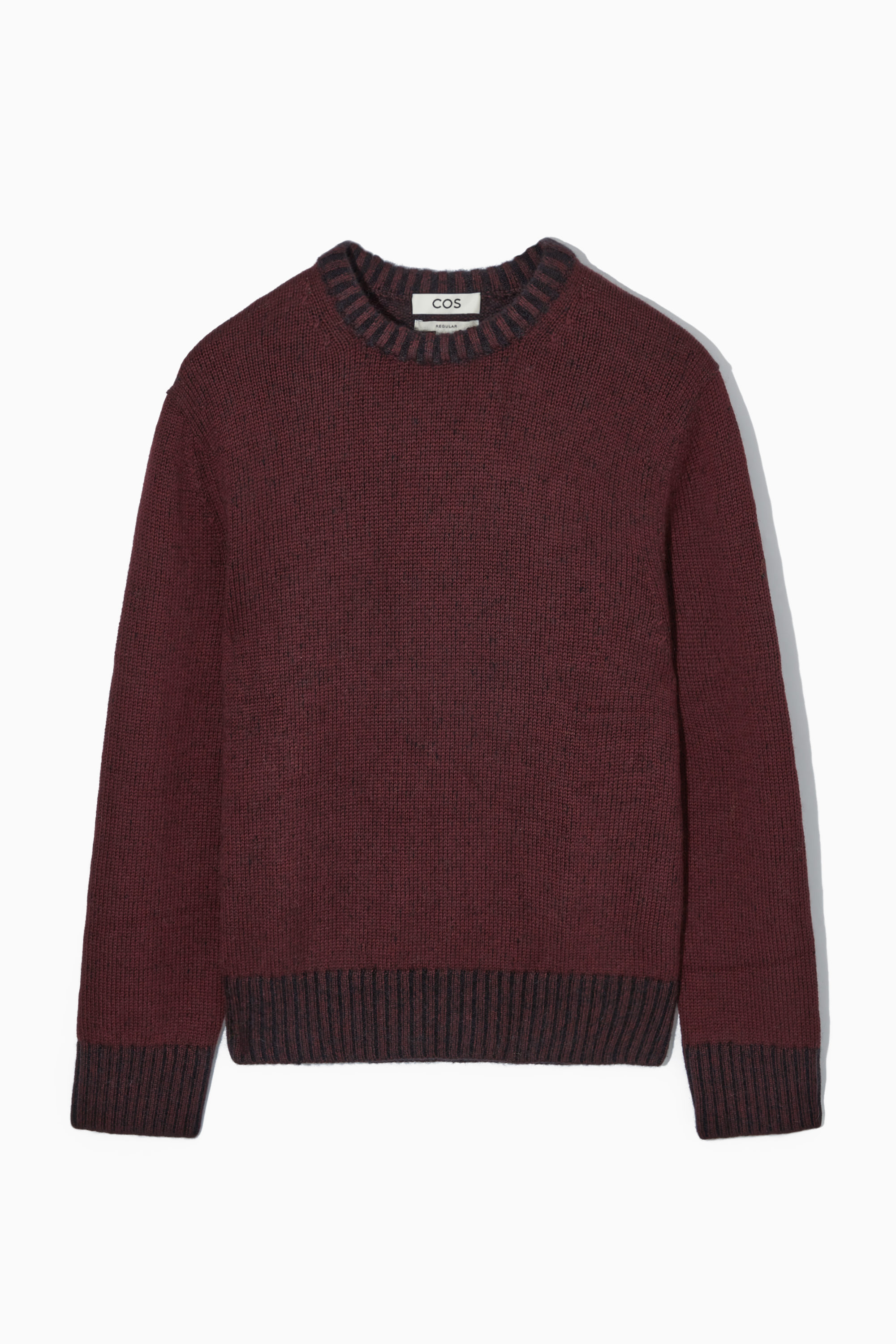 MOHAIR AND WOOL-BLEND CREW NECK JUMPER - BURGUNDY / NAVY