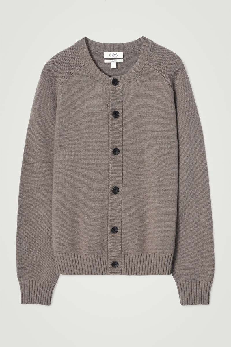 Wool-Blend Crew-Neck Cardigan