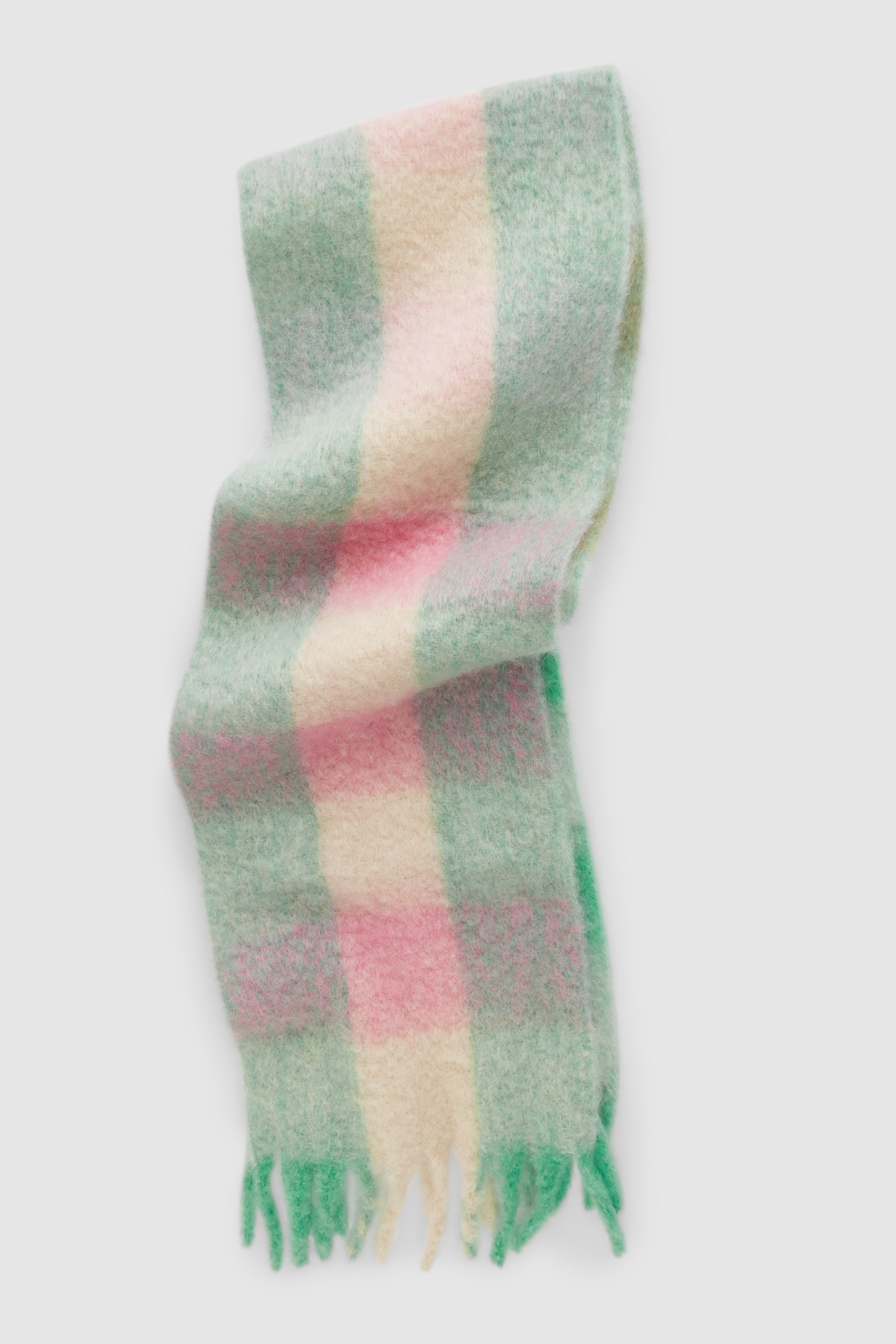 Oversized mohair-blend scarf - GREEN / PINK / CHECK - women