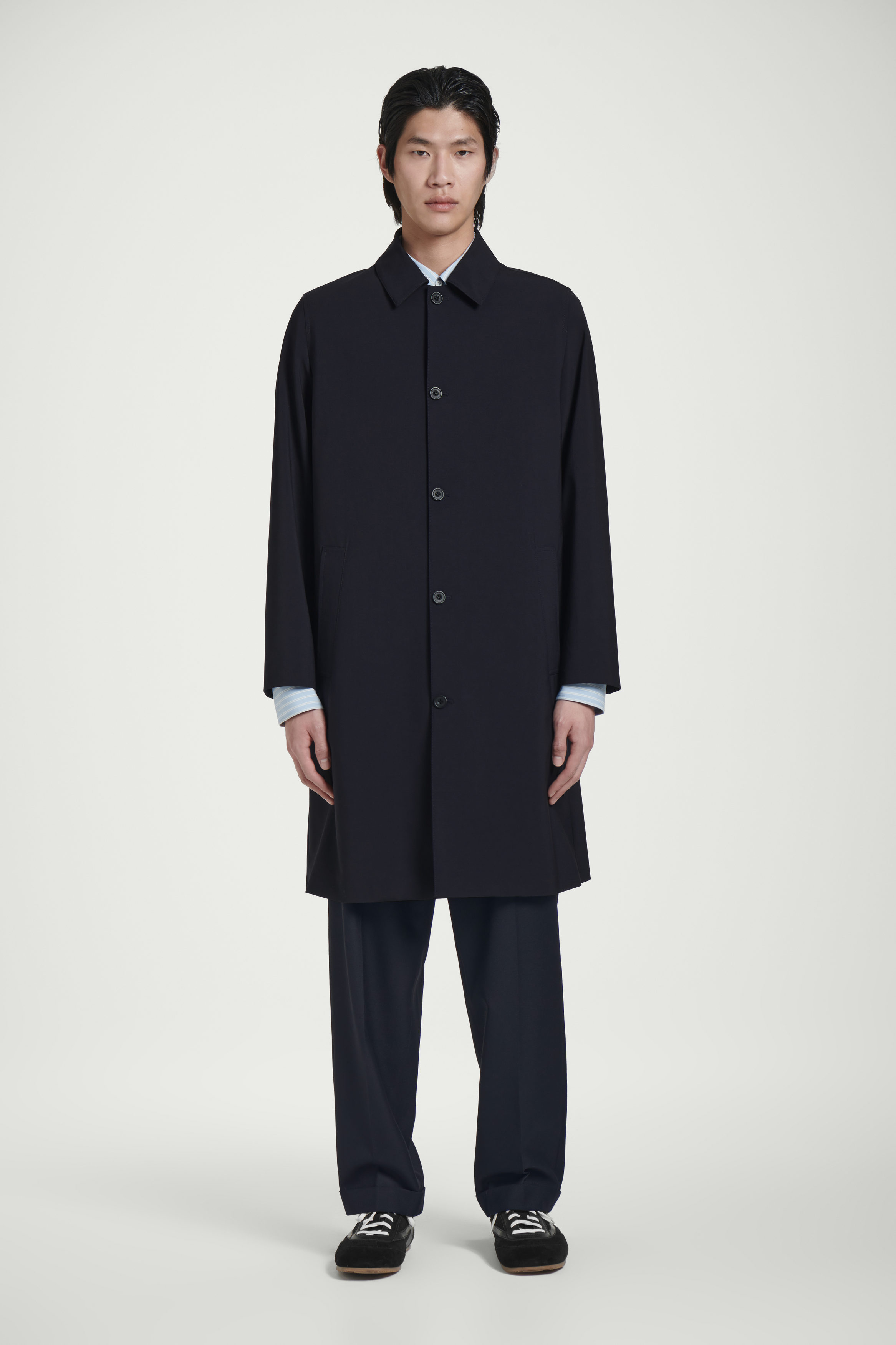 Lucca Wool Blend River Coat（rich navy） BOUCLÉ ULTRA-LIGHTWEIGHT LAMBSWOOL COAT | ROBERT COMSTOCK