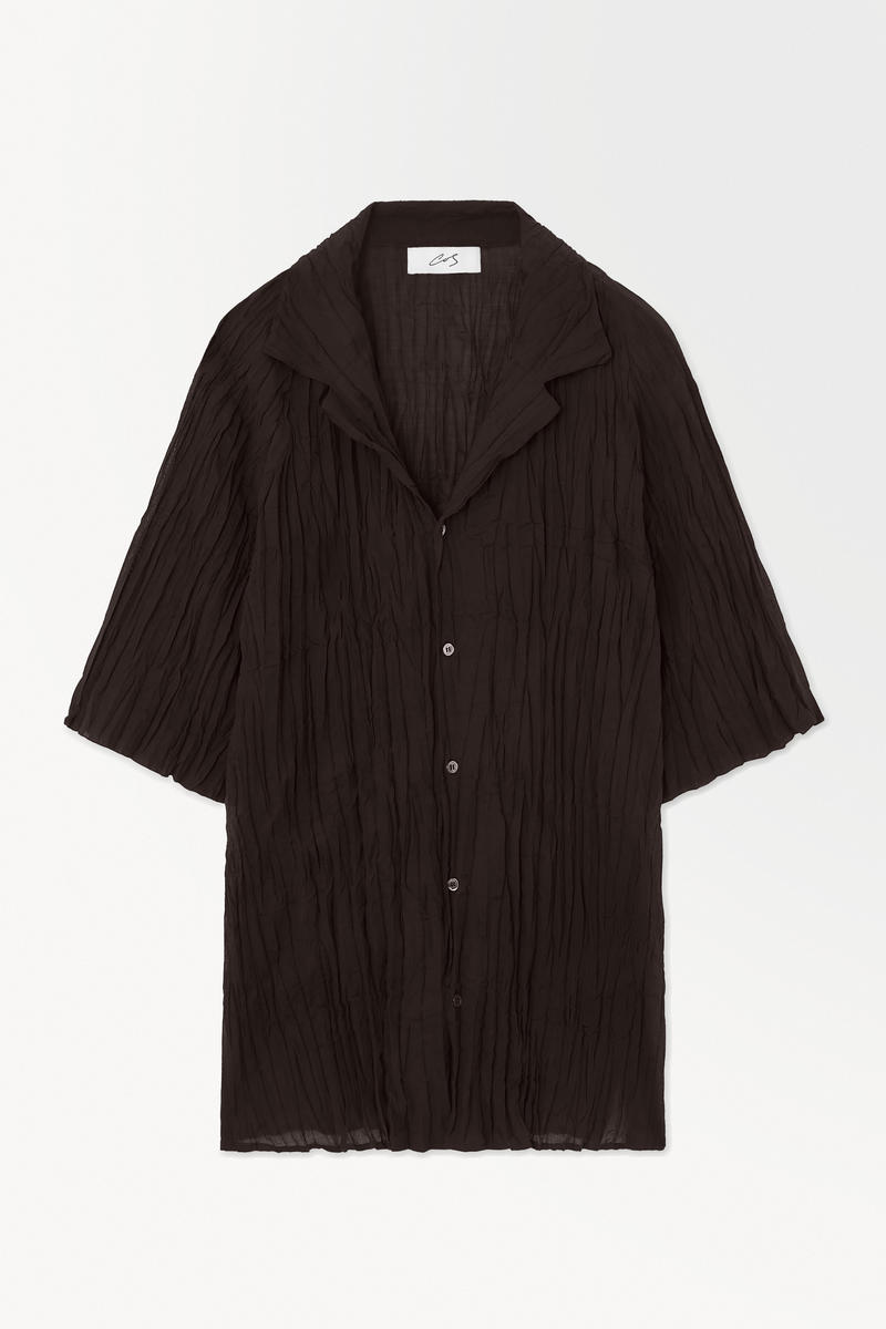 The Crinkled Wool Resort Shirt in Brown