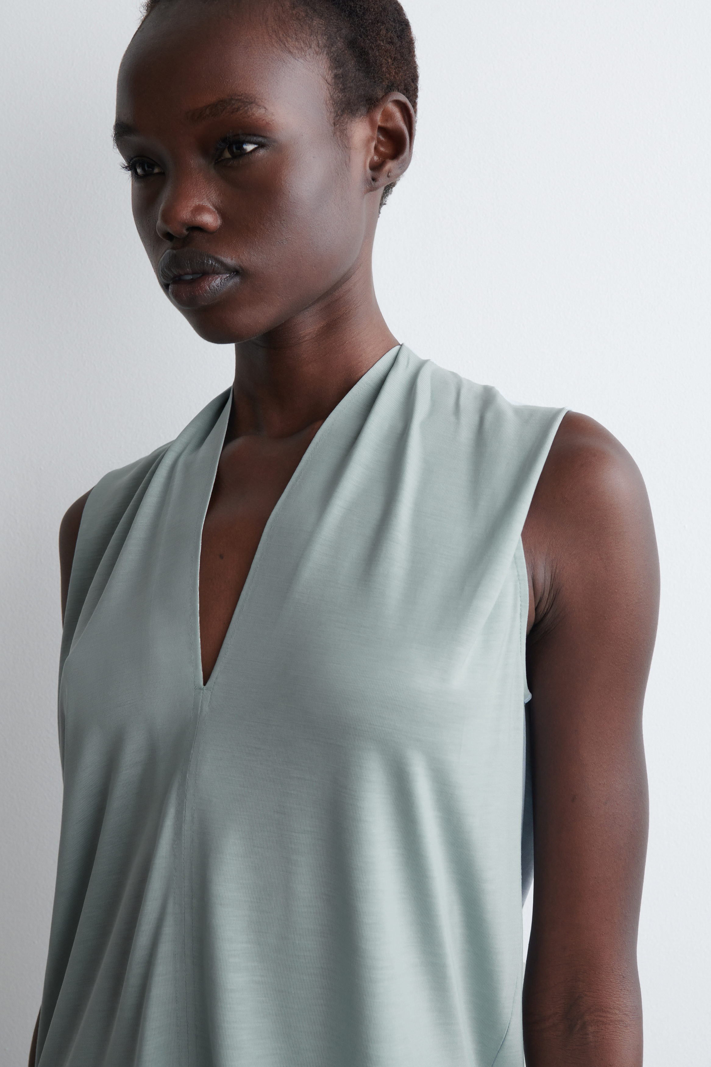 DRAPED V-NECK TOP - LIGHT BLUE | COS DRAPED V-NECK TOP - LIGHT BLUE | COS