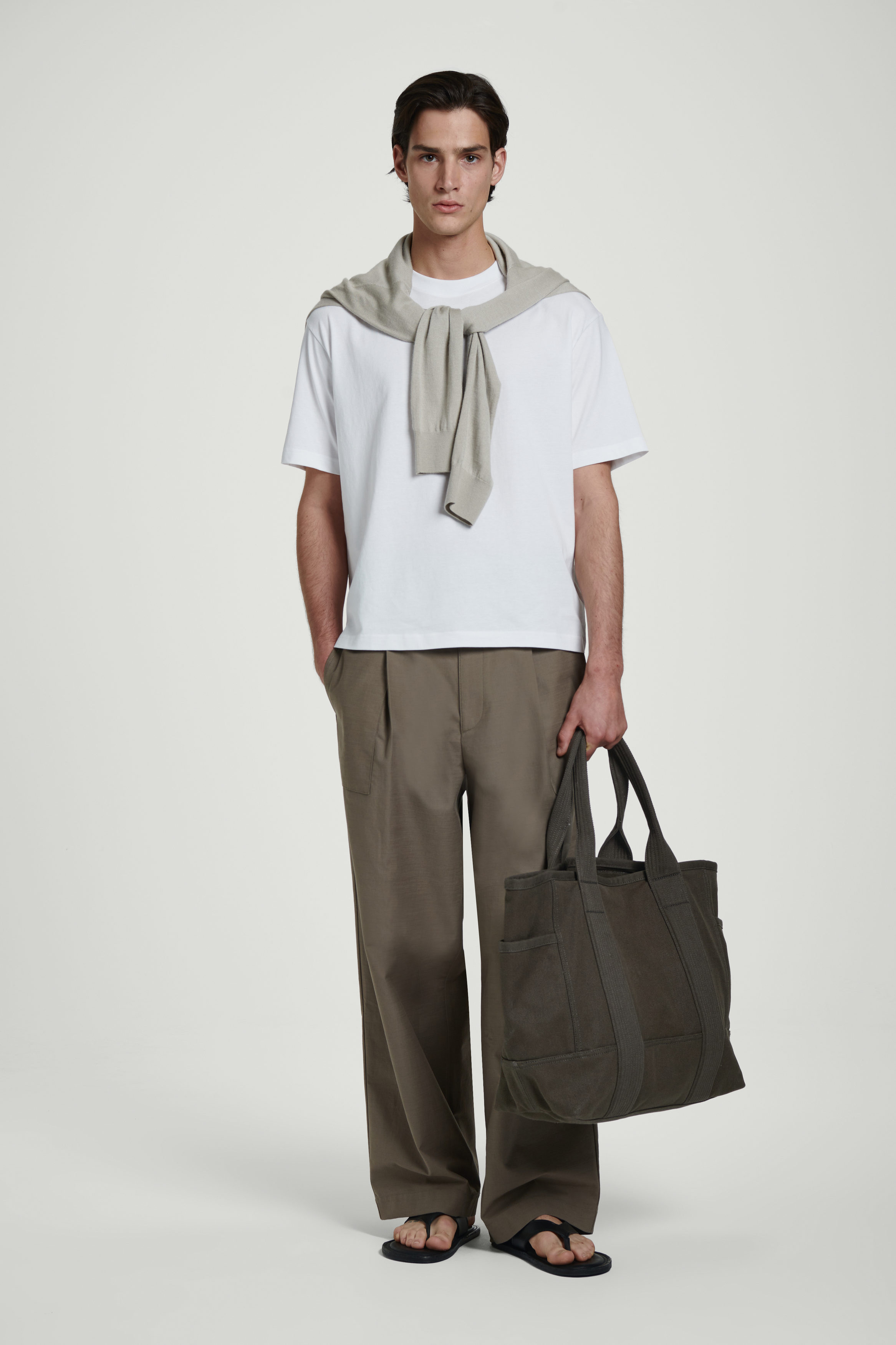 OVERSIZED TOTE BAG CANVAS - KHAKI