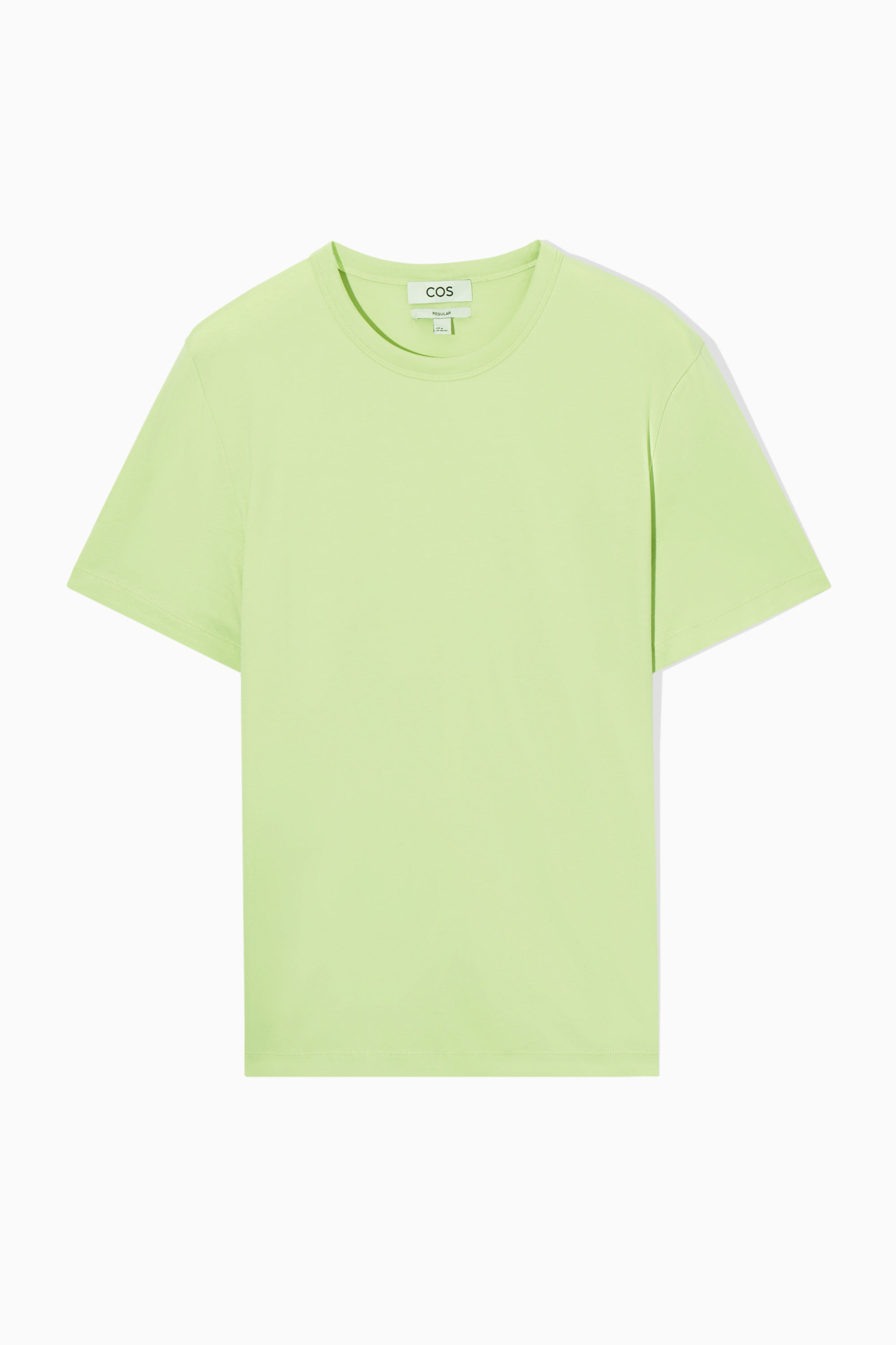 REGULAR BRUSHED-COTTON T-SHIRT - LIGHT GREEN | COS