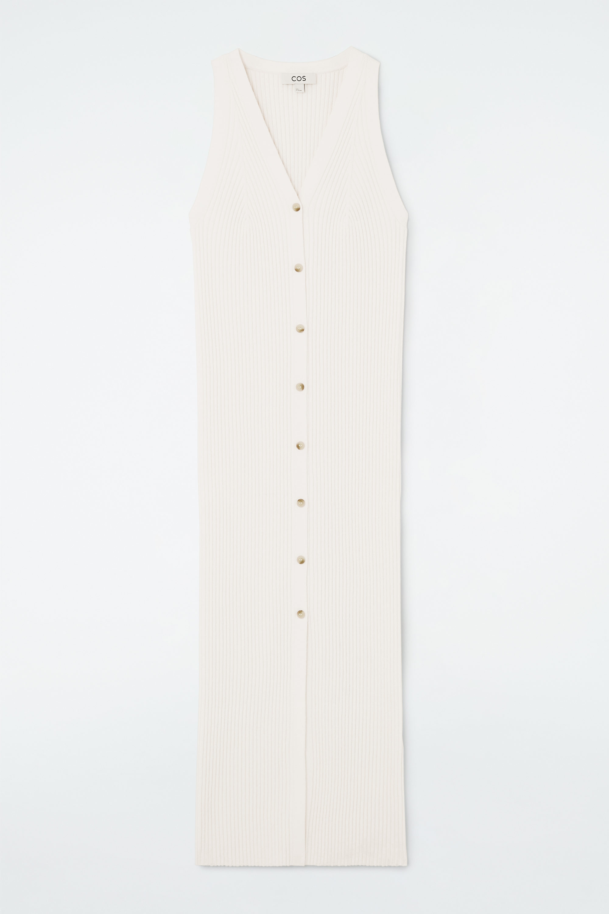BUTTONED RIB-KNIT MAXI DRESS